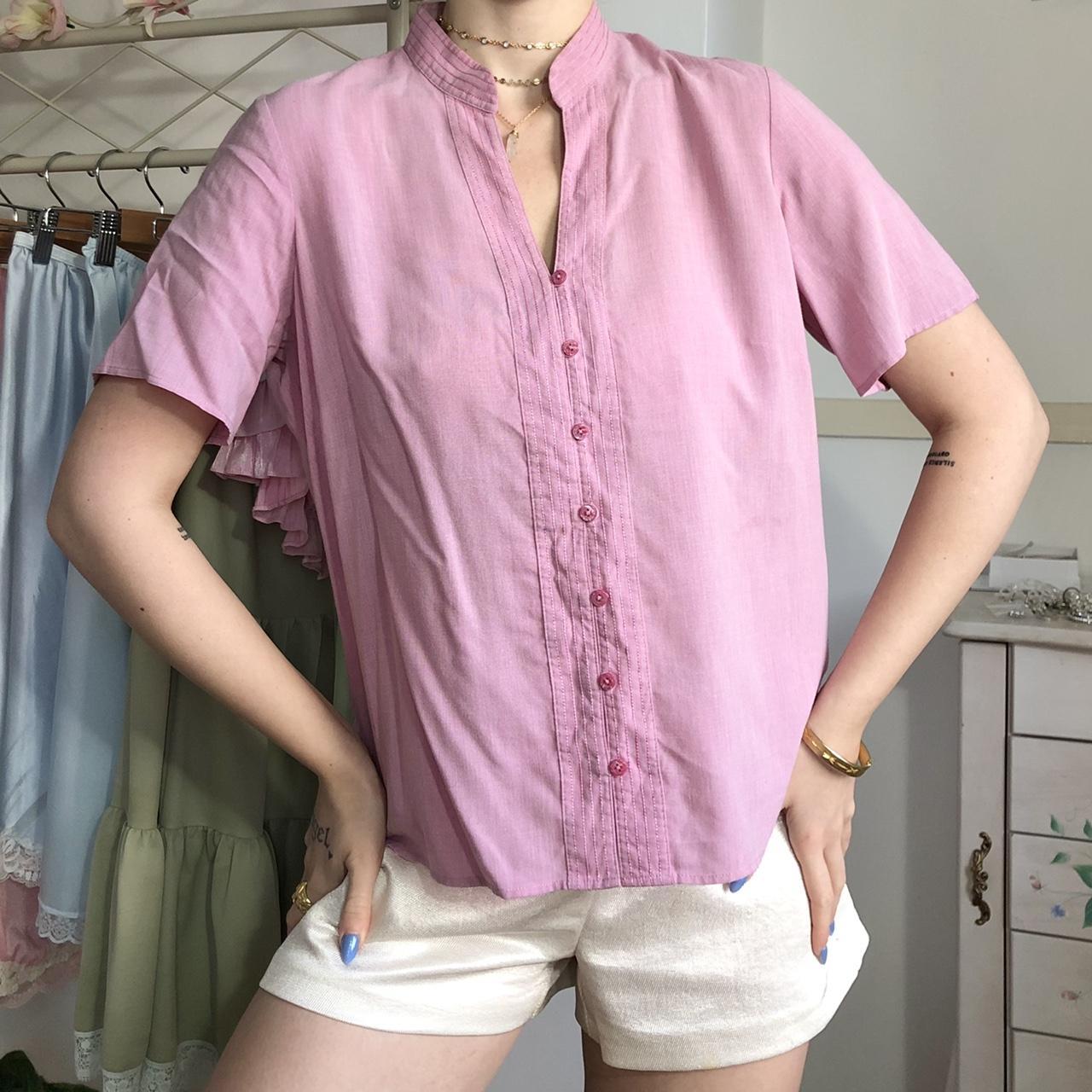 Vintage Pink Blouse Shirt Top Button Up Short Depop