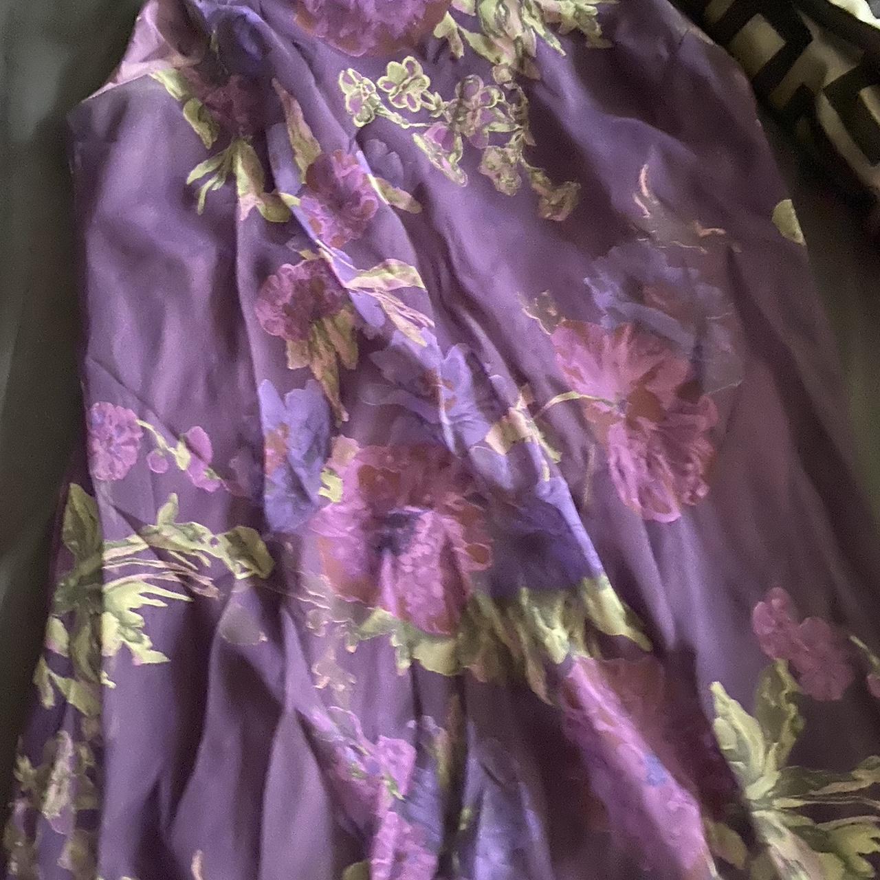 Purple floral Y2K dress with a matching throw over... - Depop