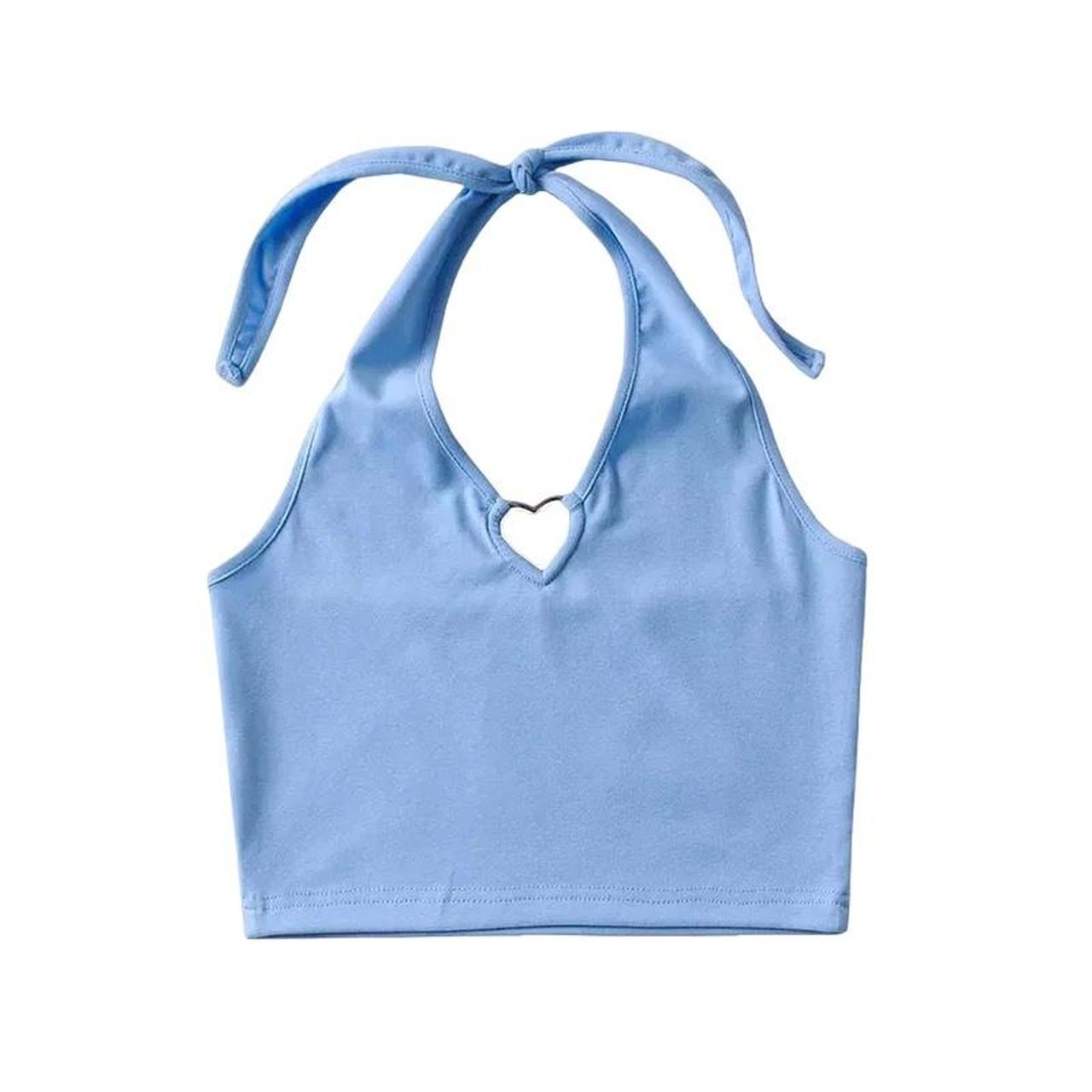 Y2K BLUE HALTER TOP • Light blue halter top with... Depop