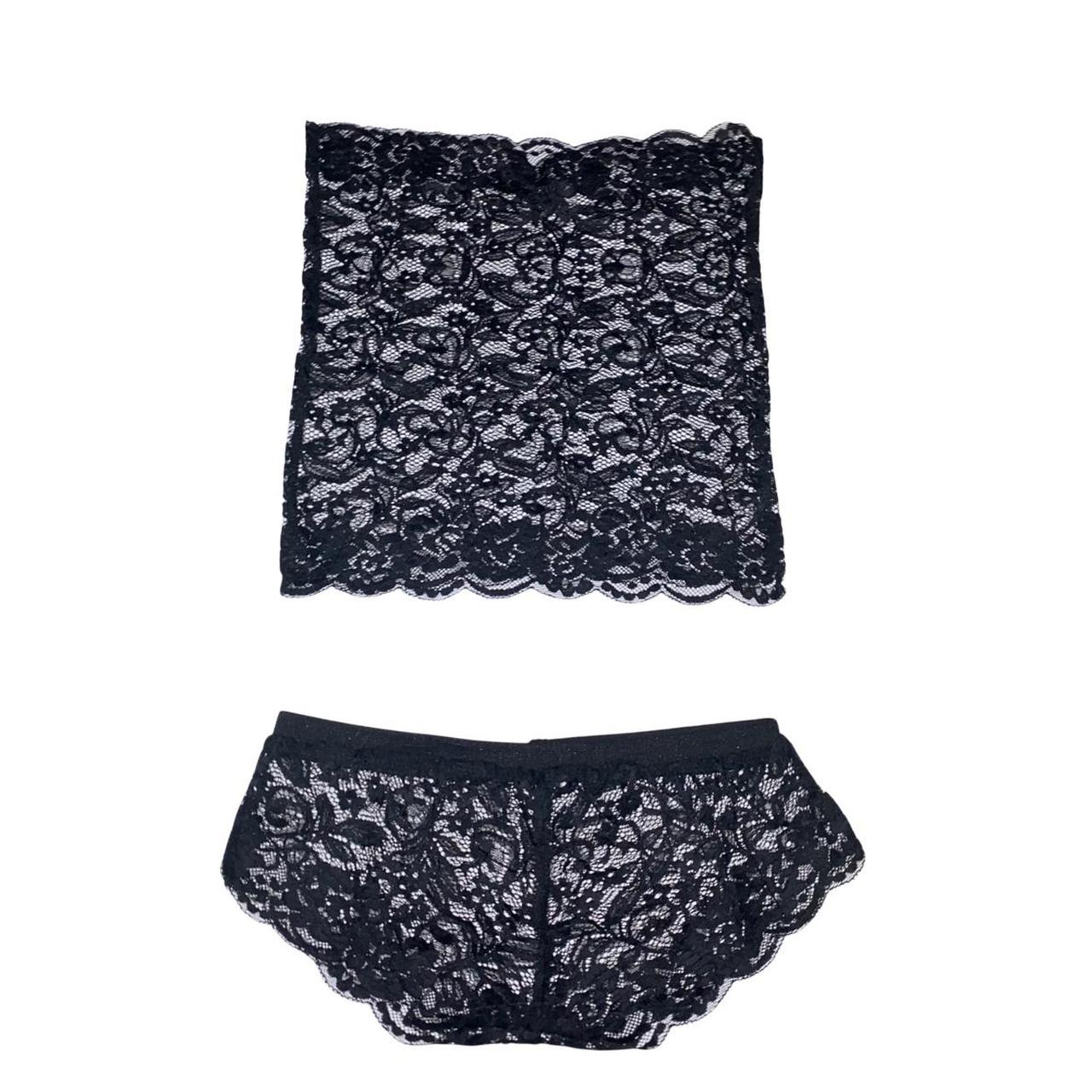 LACE TUBE TOP • Black lace tube top with matching... - Depop