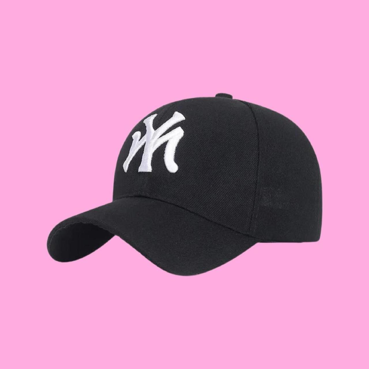 YANKEES BASEBALL CAP • Black baseball hat with white... Depop