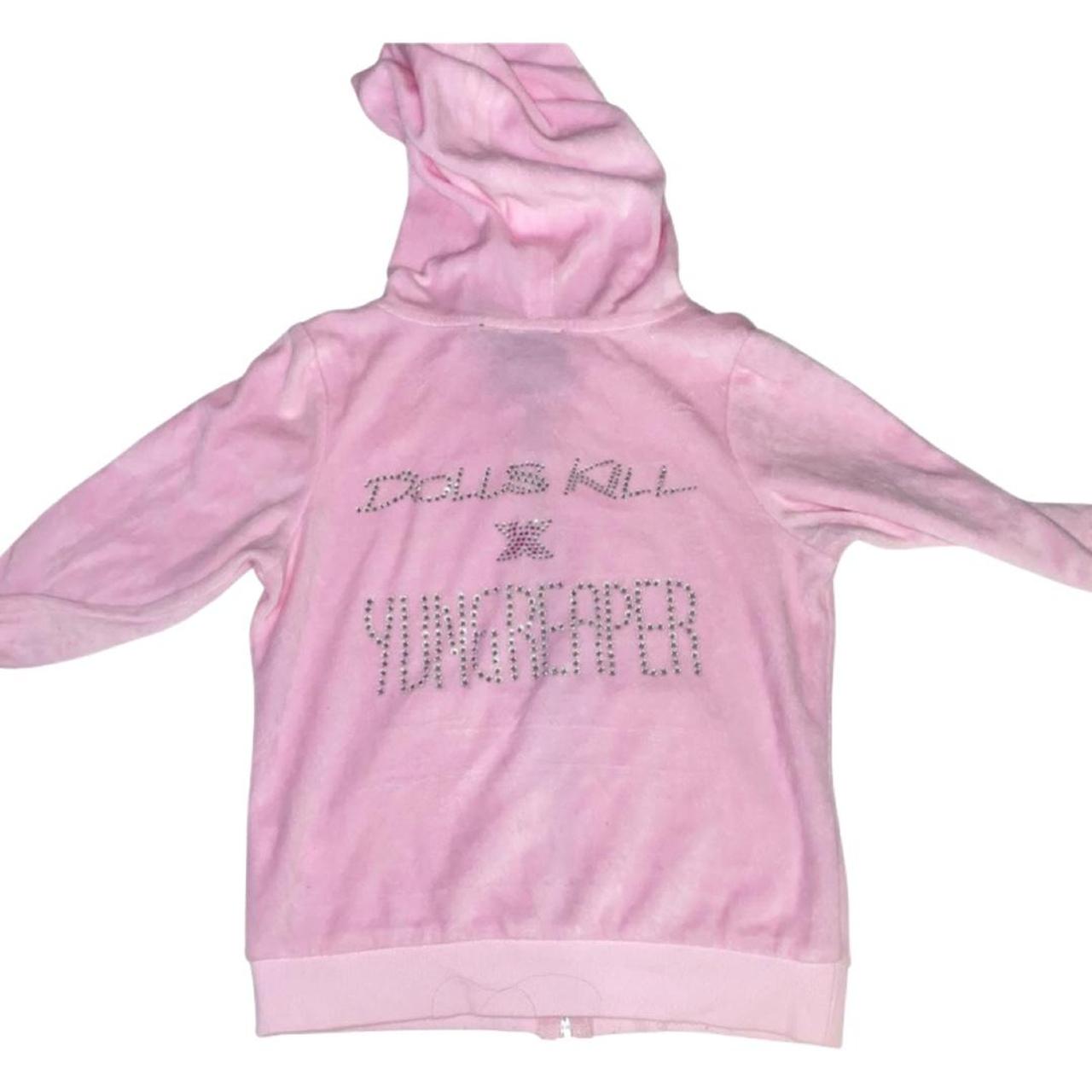 DOLLS KILL YUNG REAPER Y2K SWEATSHIRT • Light pink... Depop