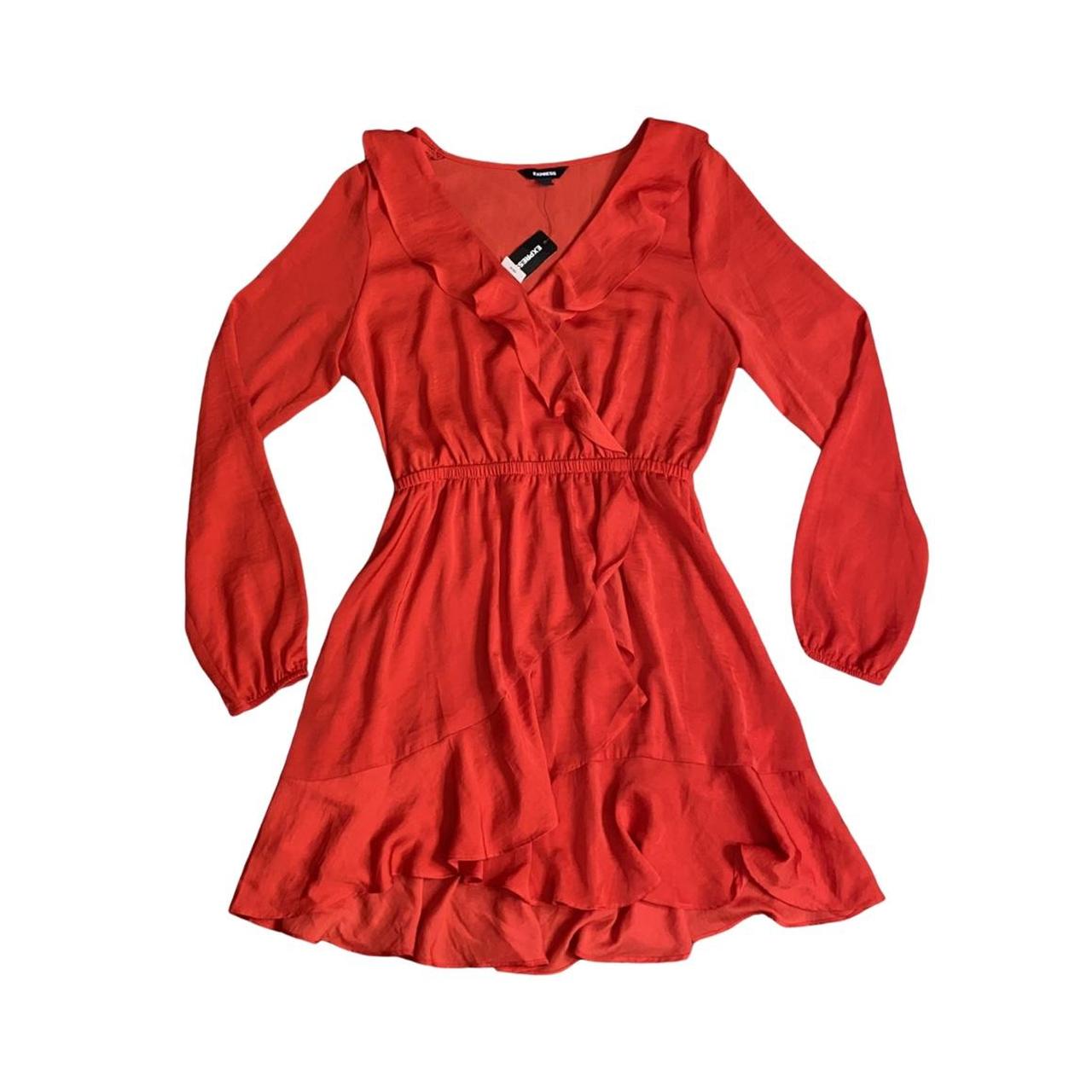 Long sleeve flowy red dress sale