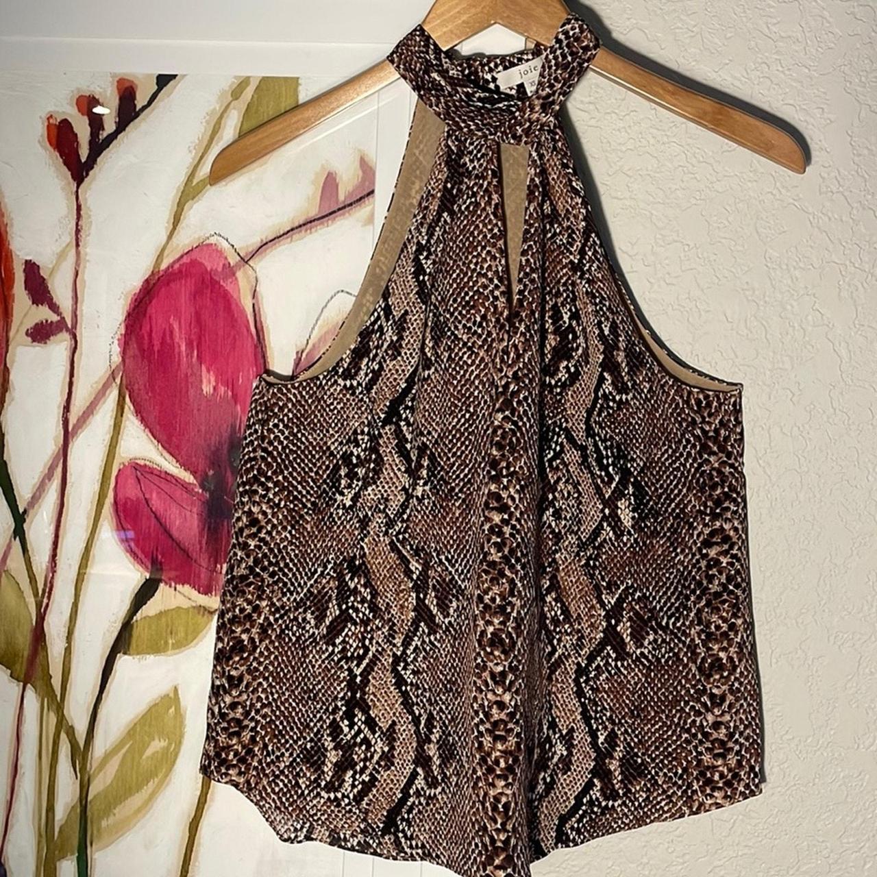 Joie Brown Snakeskin Print Silky Halter Top Size. Depop