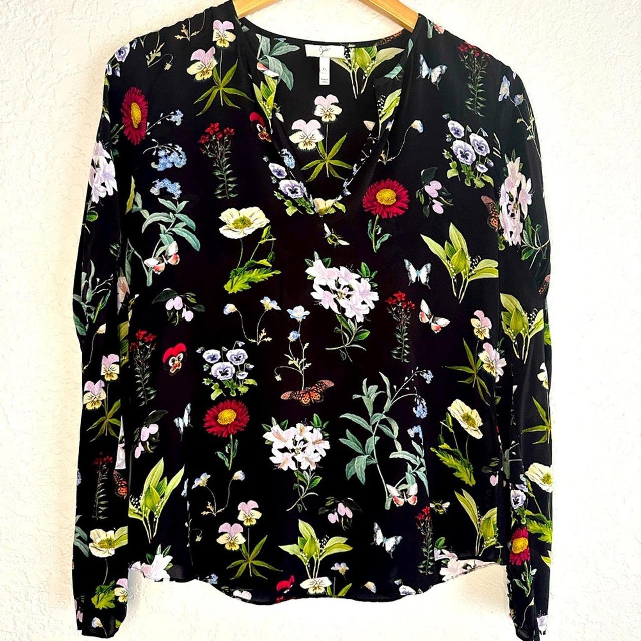 Joie Butterfly Black Floral Blouse 100 Viscose Size. Depop