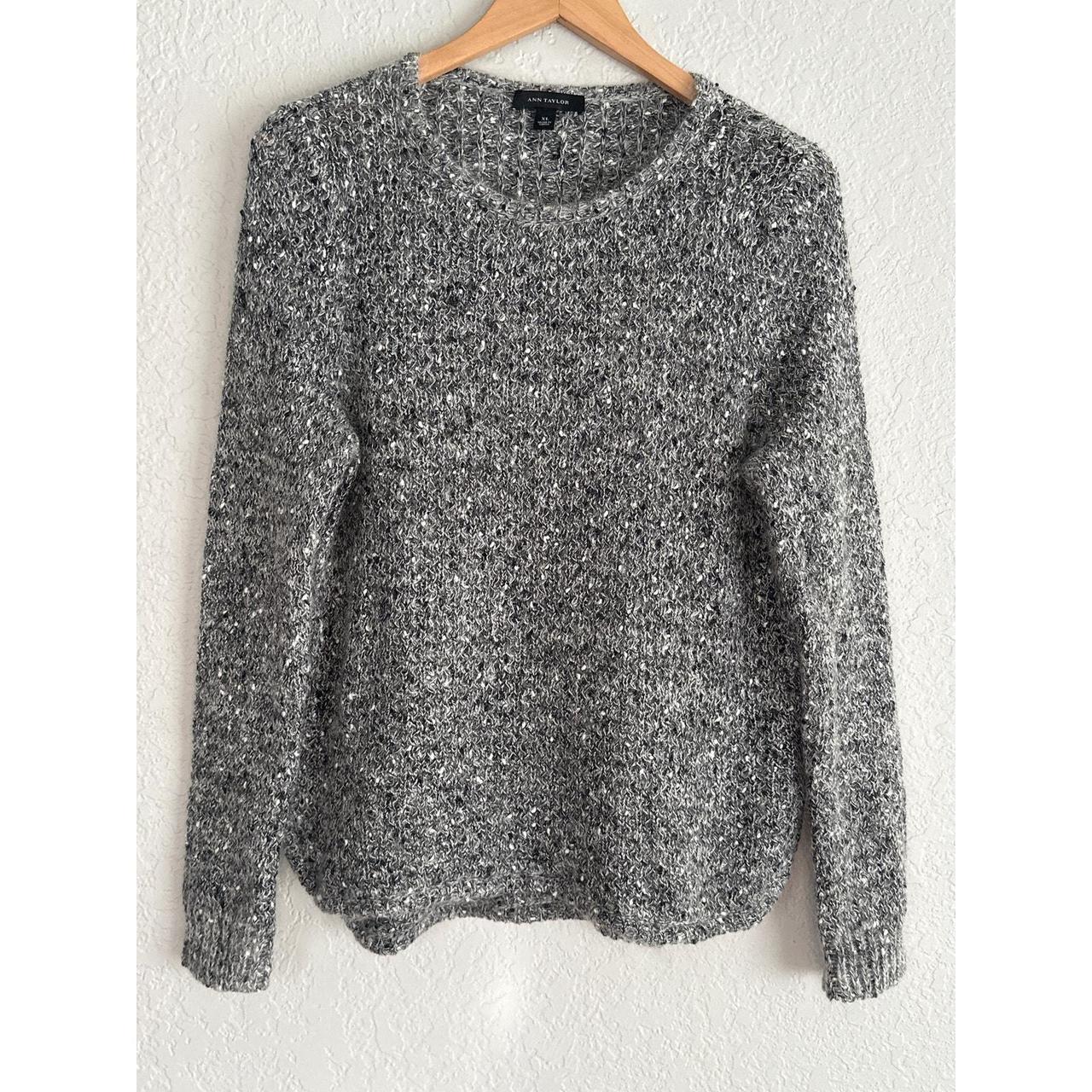 Ann Taylor Gray Speckled Mohair Wool Blend Sweater. Depop