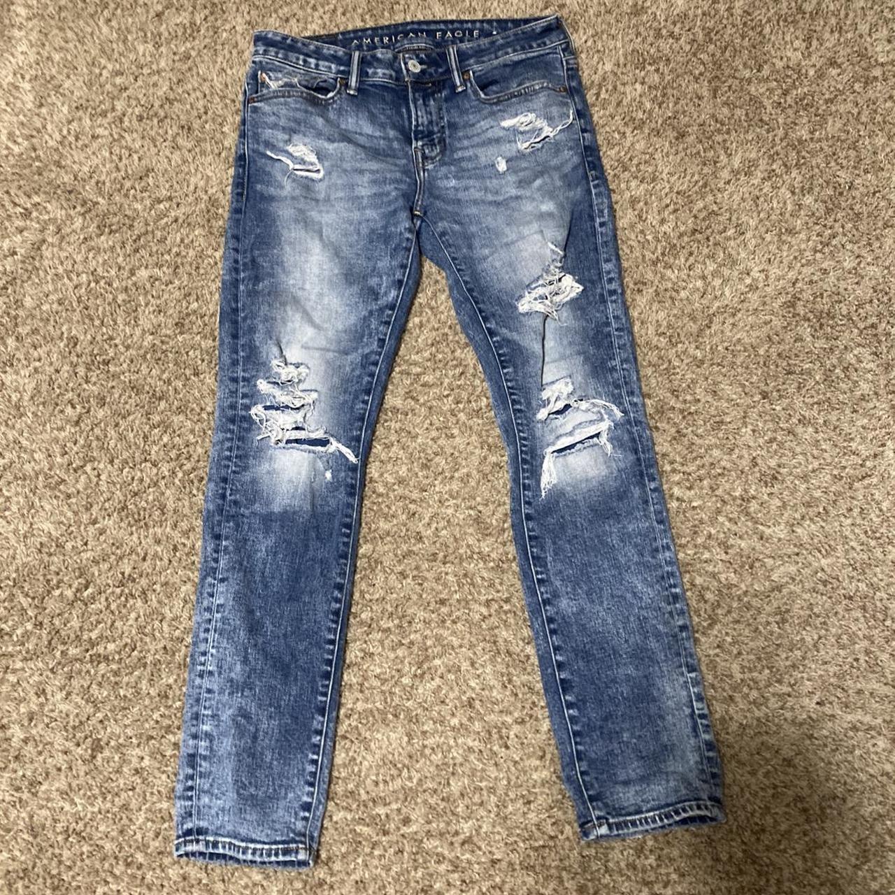 American Eagle ripped Skinny Jeans Size 29x30 No flaws - Depop