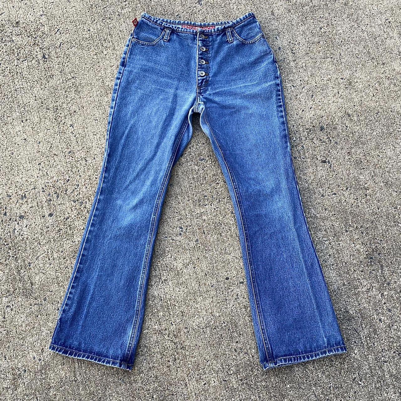 Y2K DENIM KICK FLARES 💋 • vintage early 2000s... - Depop