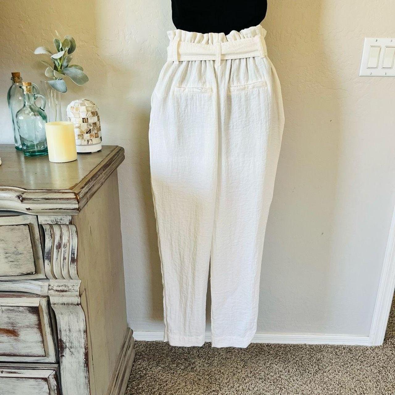 A New Day paper-bag sash tie ivory belted pants size