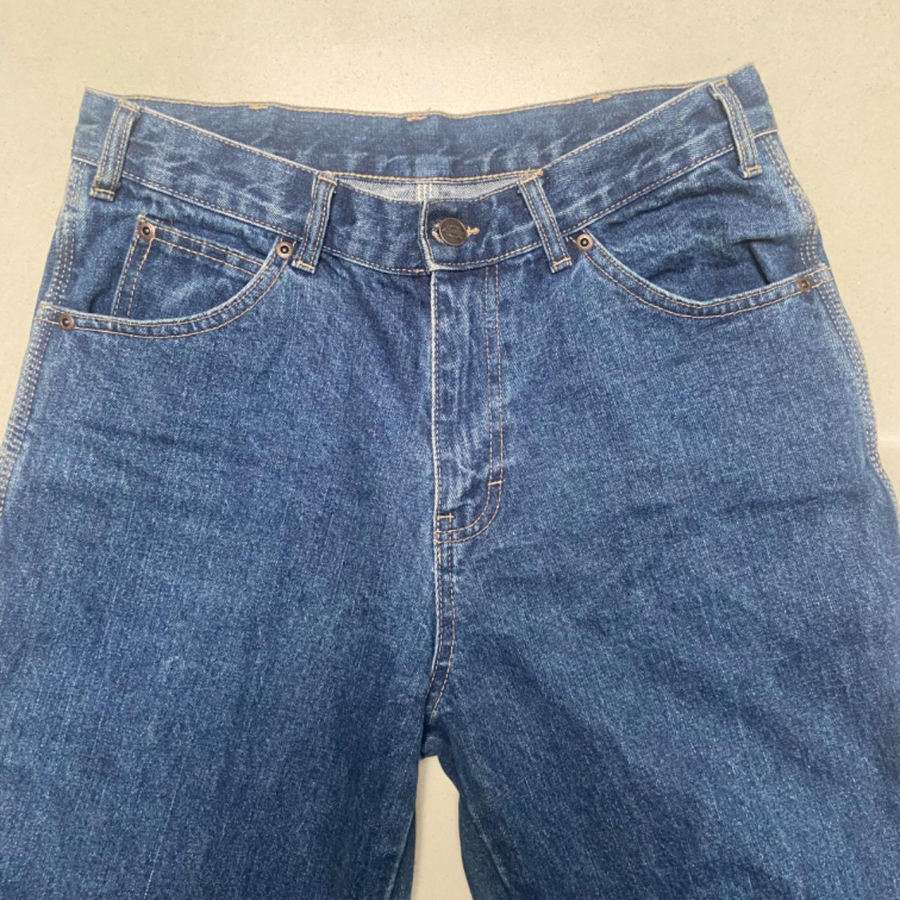 Size female 10 au dark blue dickies jeans straight cut - Depop