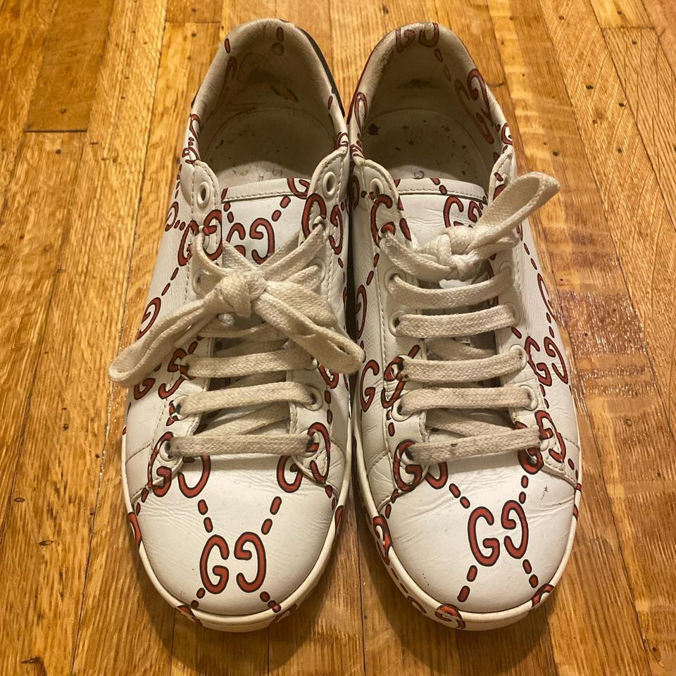 Gucci monogram sneakers in a size men's 9. Comes - Depop