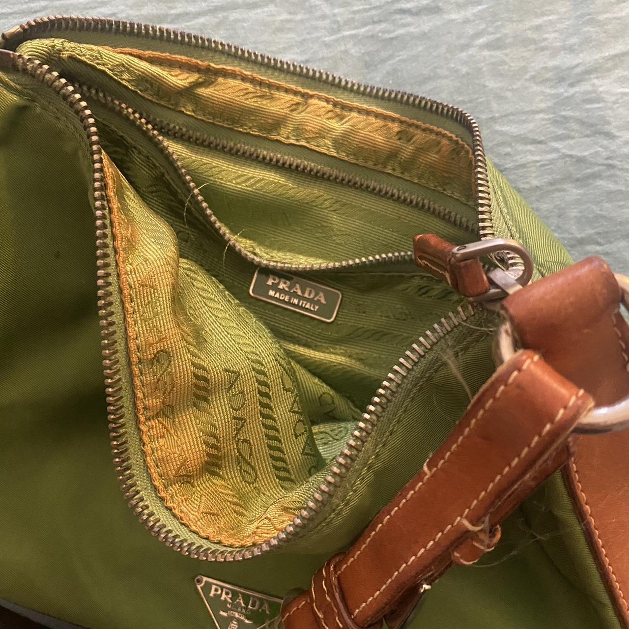 vintage prada nylon shoulder bag rare tan / light - Depop
