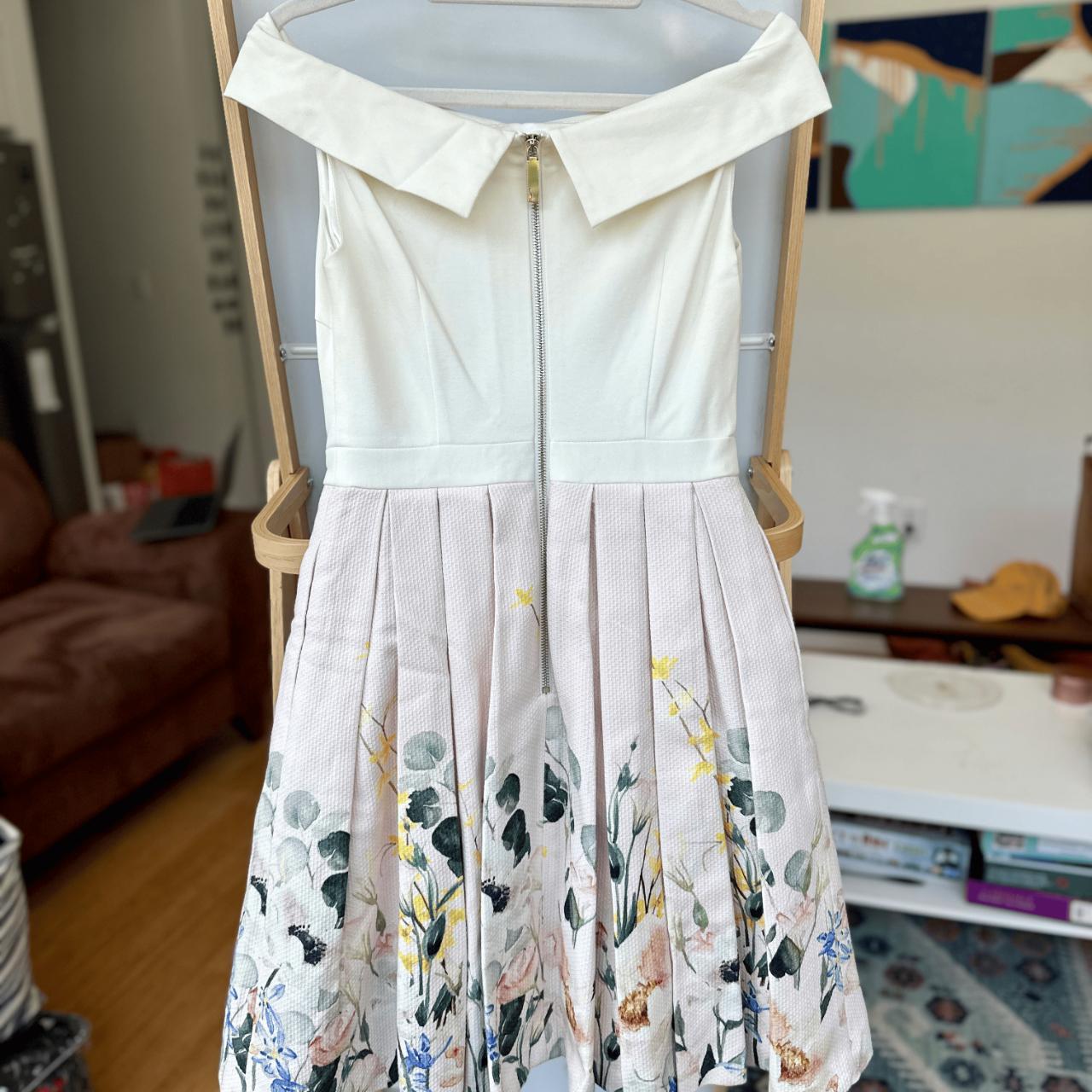 Ted Baker Women's White and Cream Dress | Depop