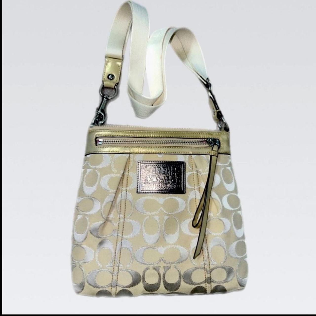 Online Gold and cream metallic Coach bag