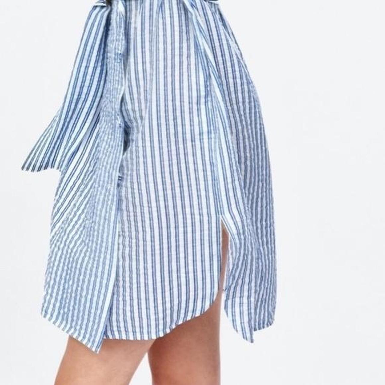 ZARA Basic Z1975 Denim Cotton Striped Shirt Dress | Depop