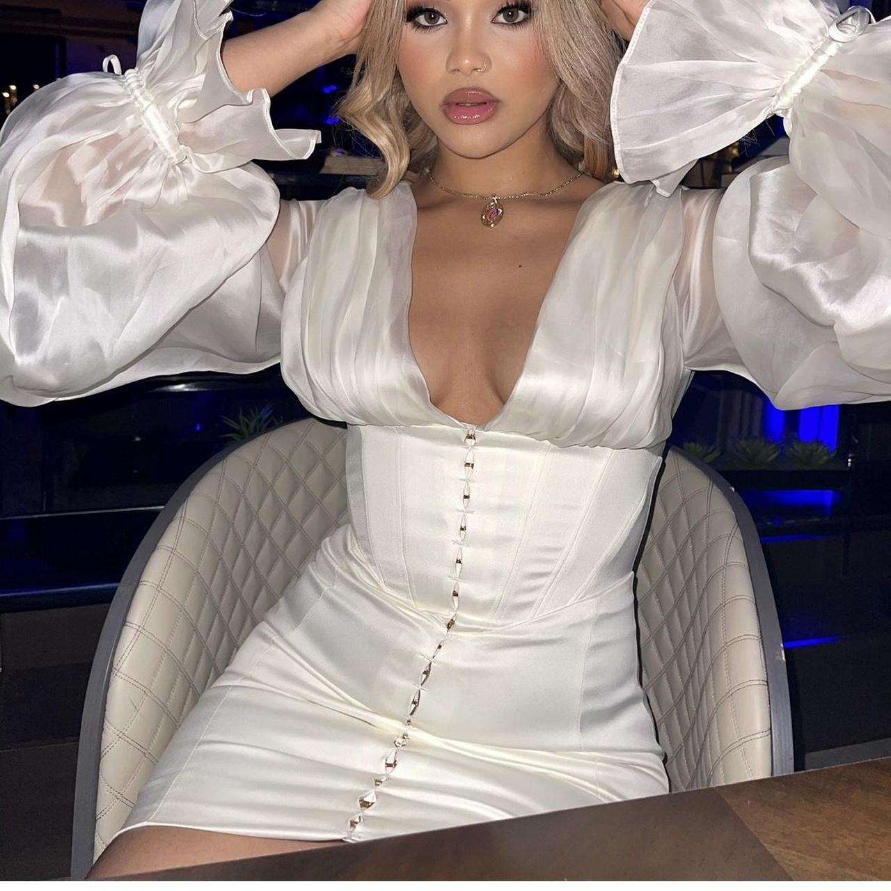 MATILDA' IVORY SATIN CORSET MINI DRESS - Depop