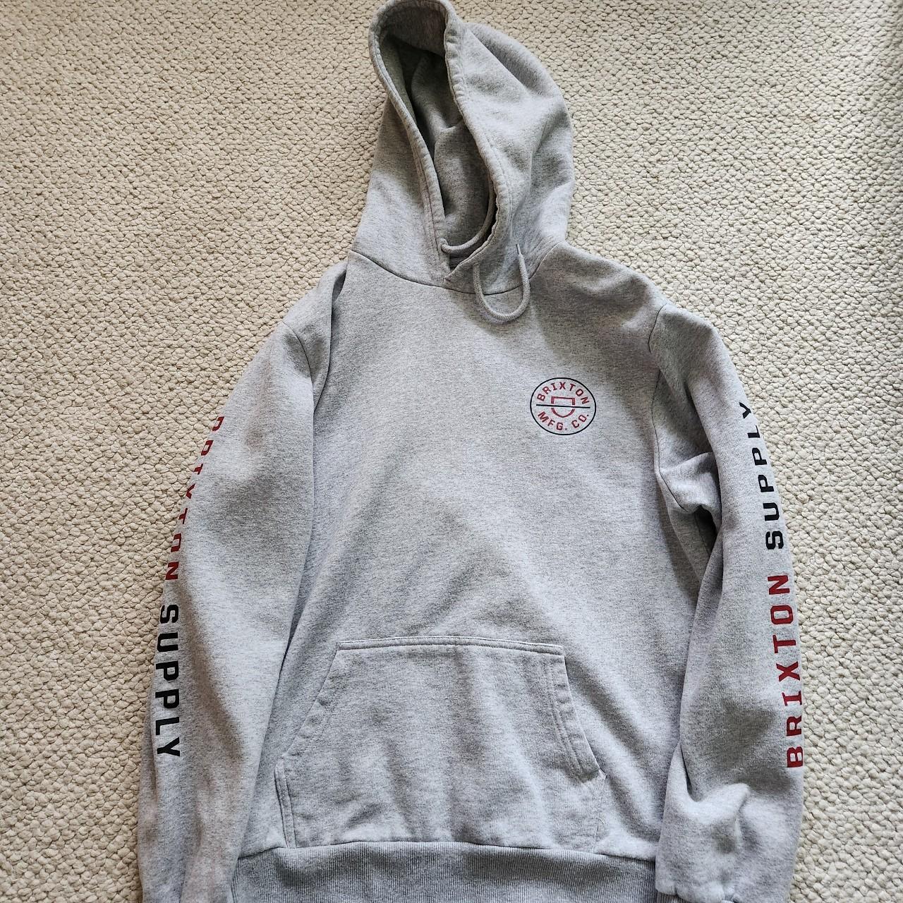 Brixton Men's Grey and Red Hoodie