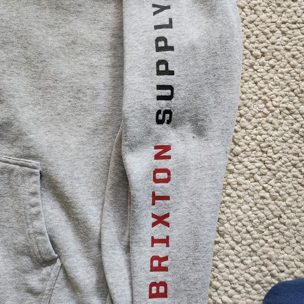 Brixton Men's Grey and Red Hoodie (2)