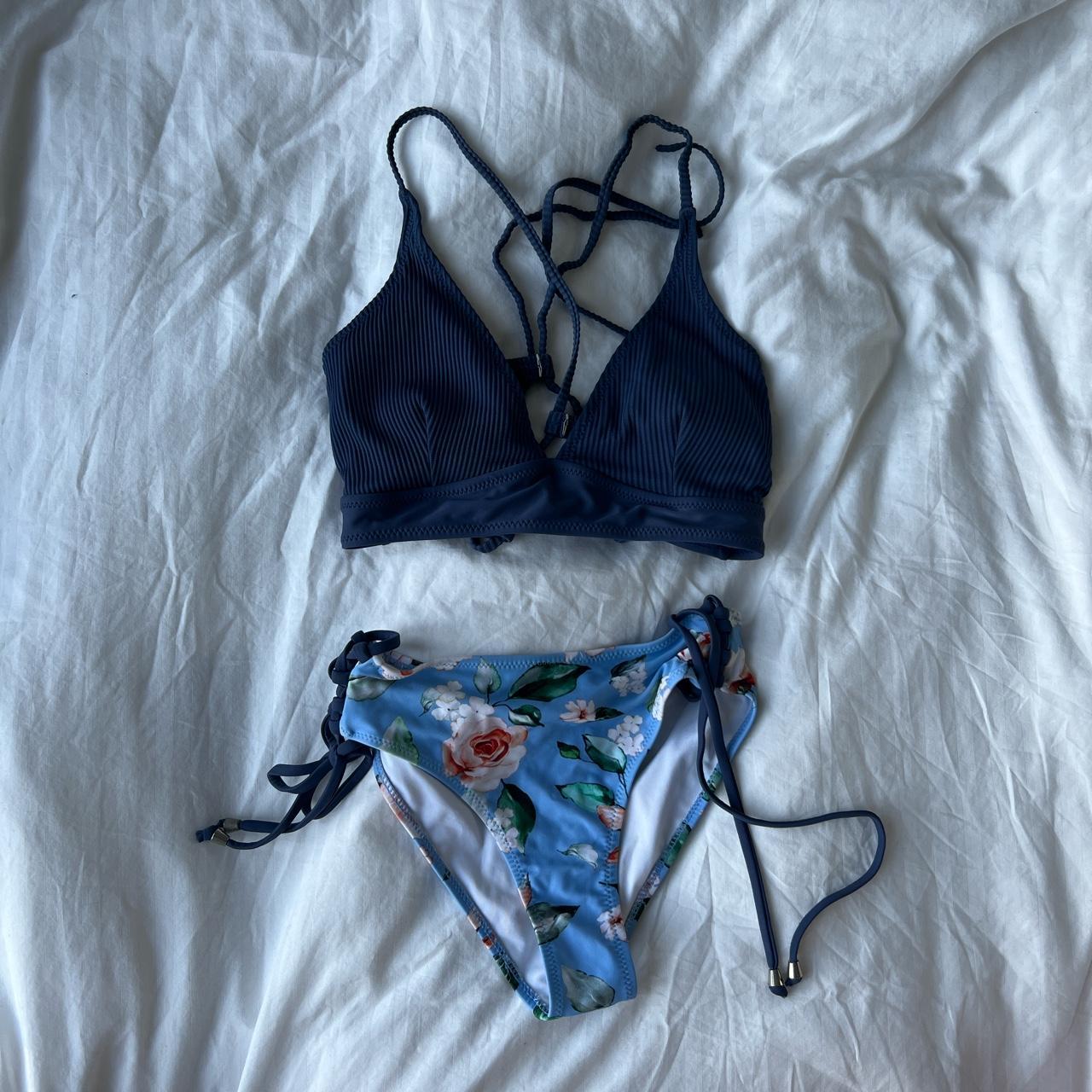 Blue Cupshe Bikini Set Bikini Top Has Crisscross Depop 1745