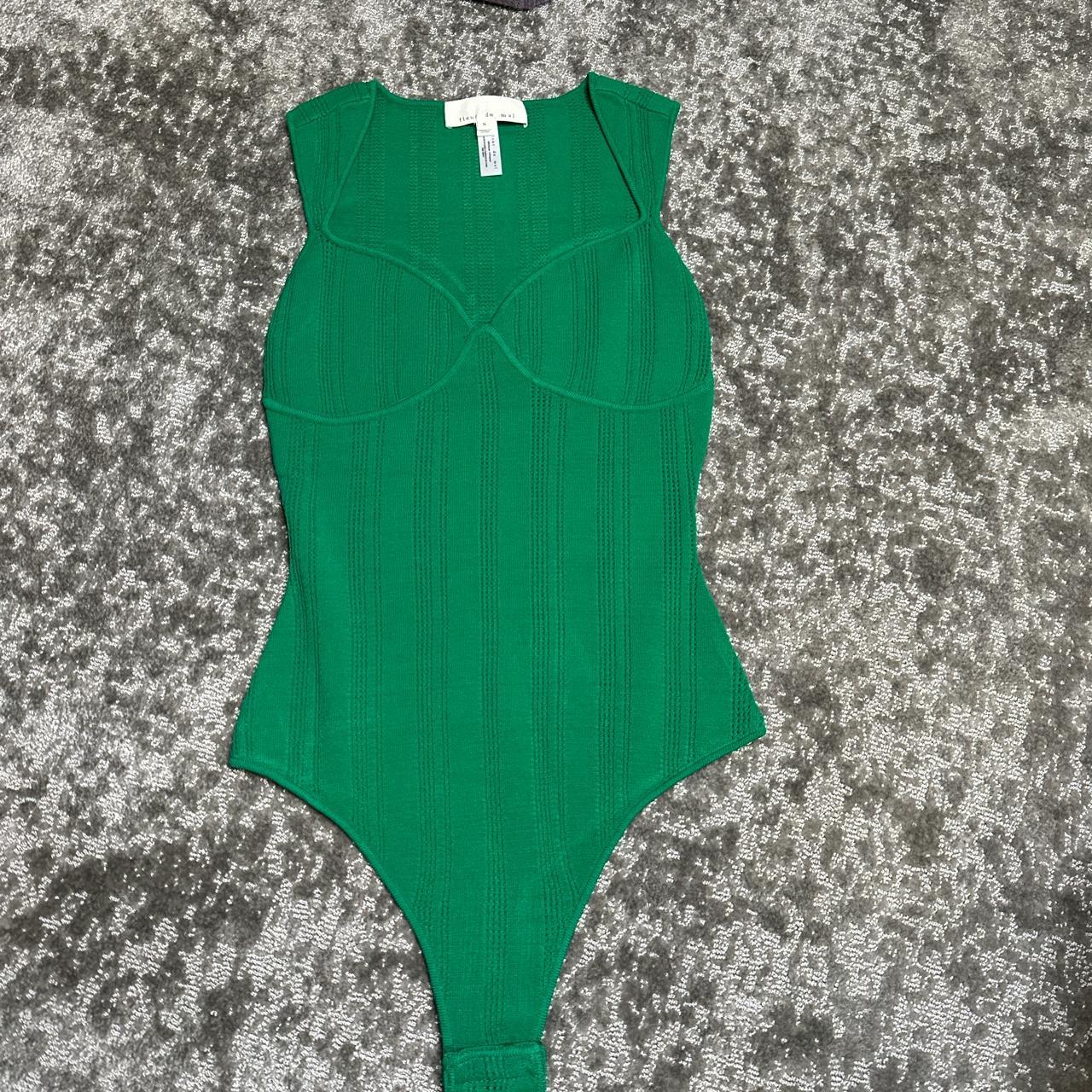 never worn fleur du mal green bodysuit - Depop