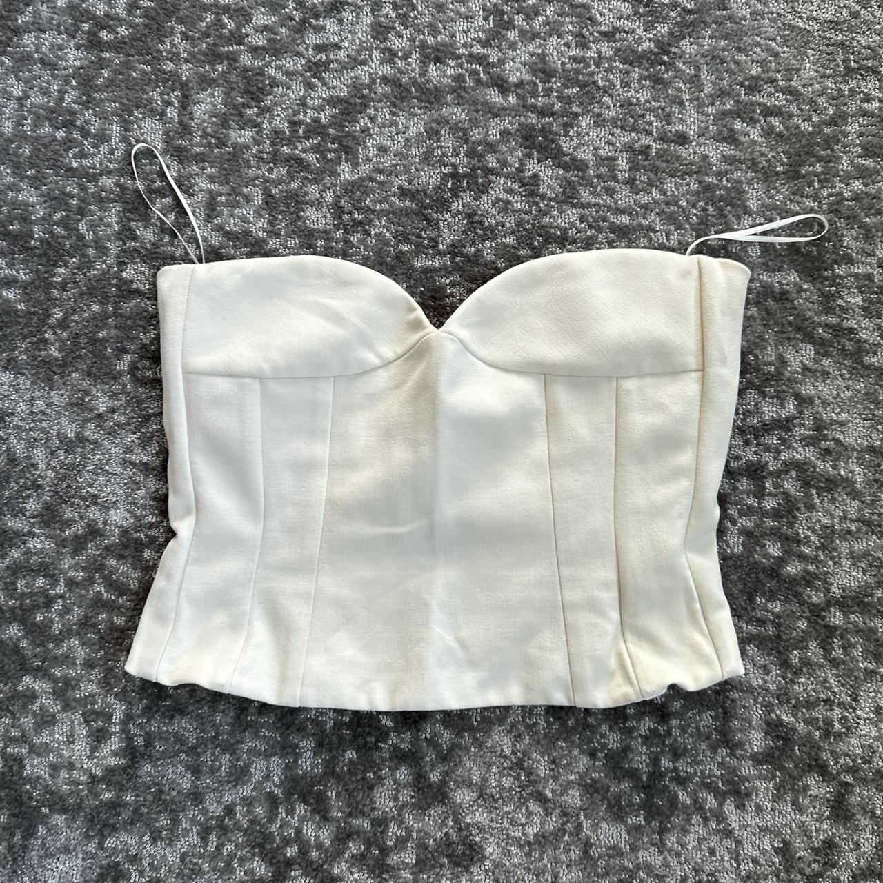 white zara corset crop top Depop