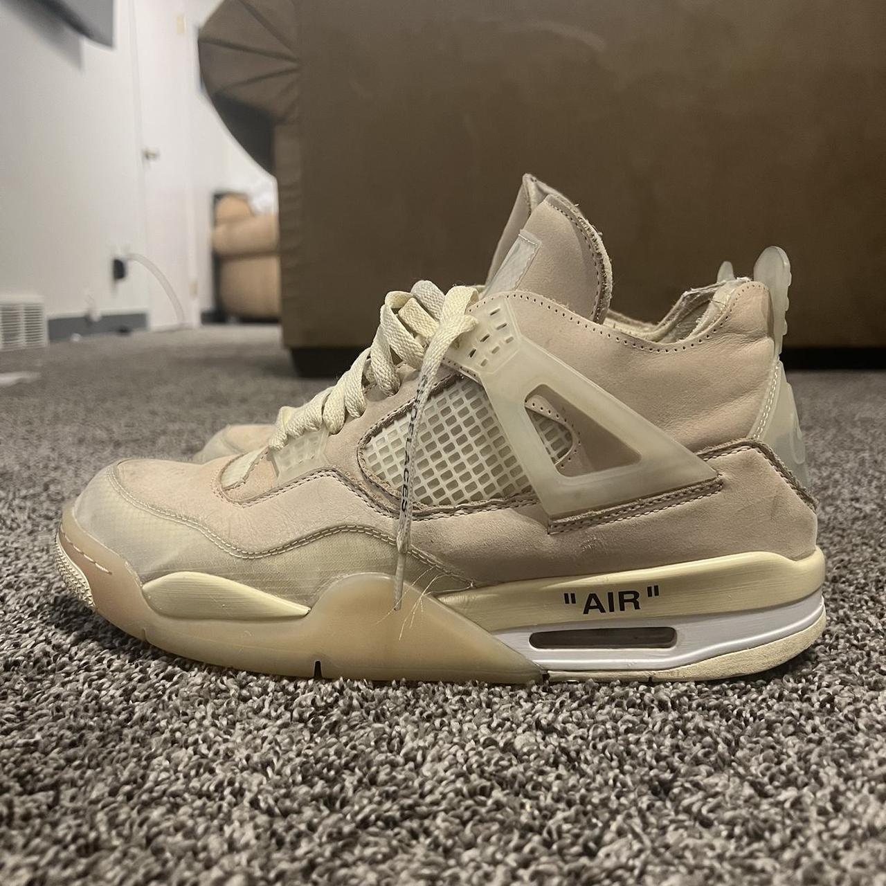 Size 13 Off White Jordan Retro 4s Fits a little... - Depop