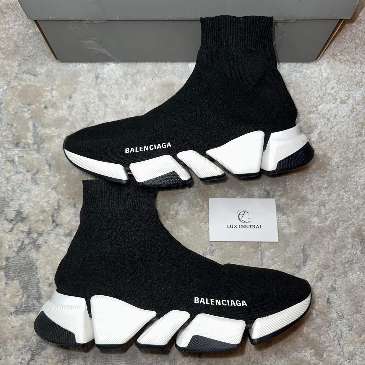 balenciaga trainers black and white