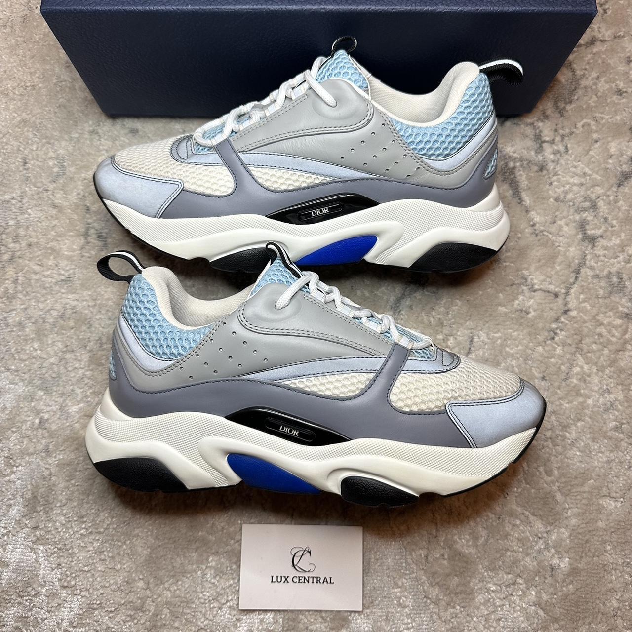 Christian Dior Men's White and Blue Trainers Depop