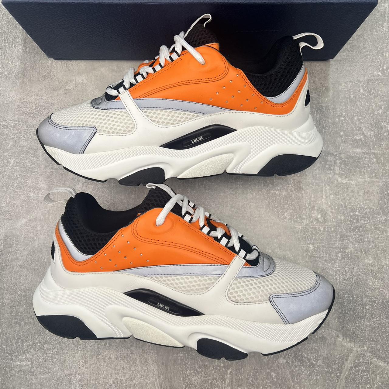 Christian Dior Men's White and Orange Trainers | Depop