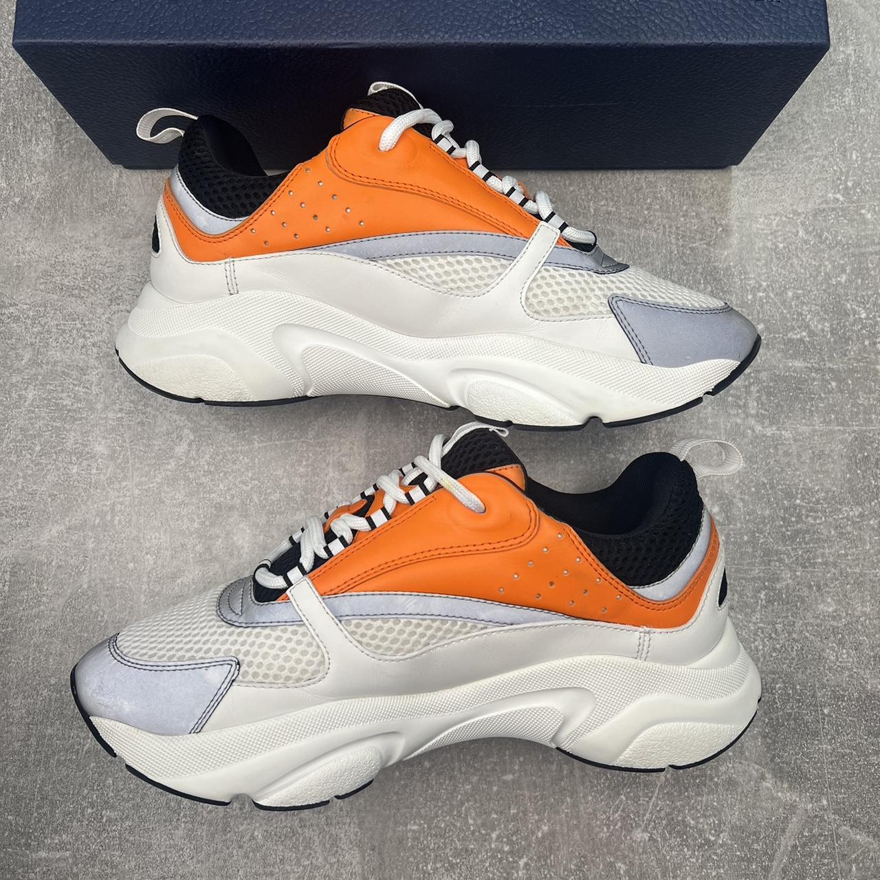 Christian Dior Men's White and Orange Trainers | Depop