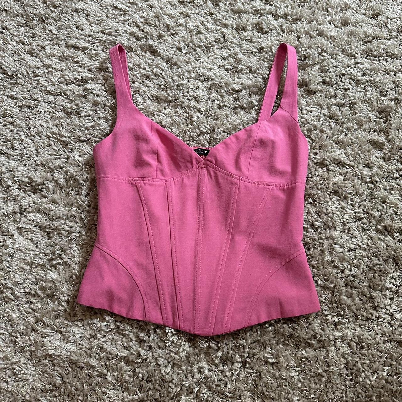 Zara pink corset Never worn (bought in Europe) Size... - Depop