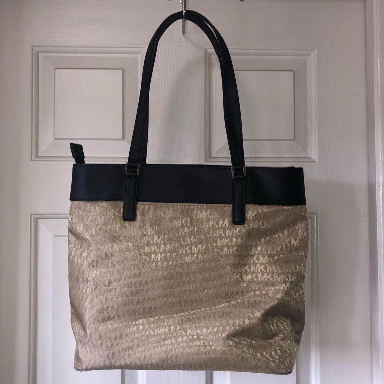 Michael Kors monogram tote bag black and tan. black - Depop