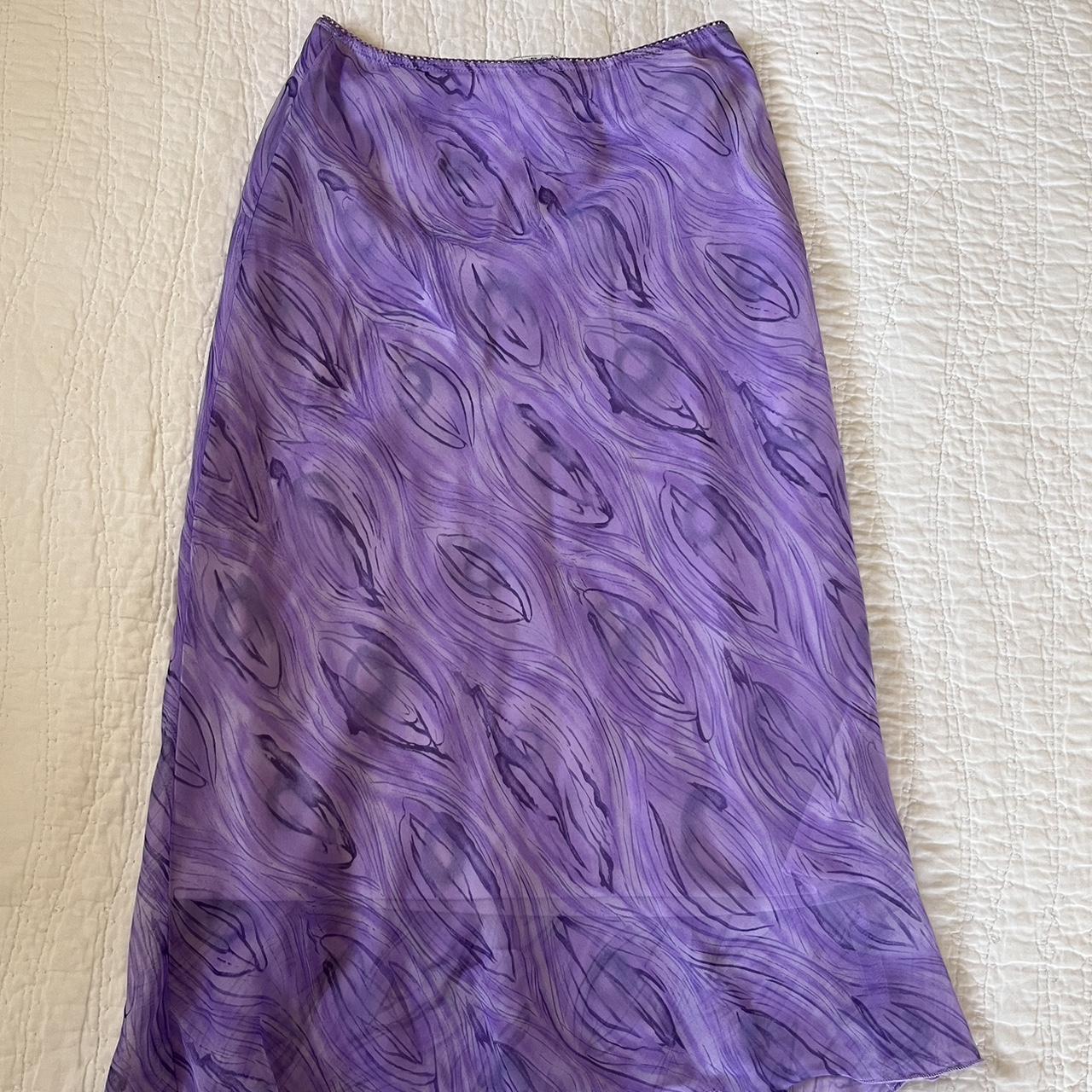 Vintage La Belle Purple Mesh Midi Skirt perfect... - Depop