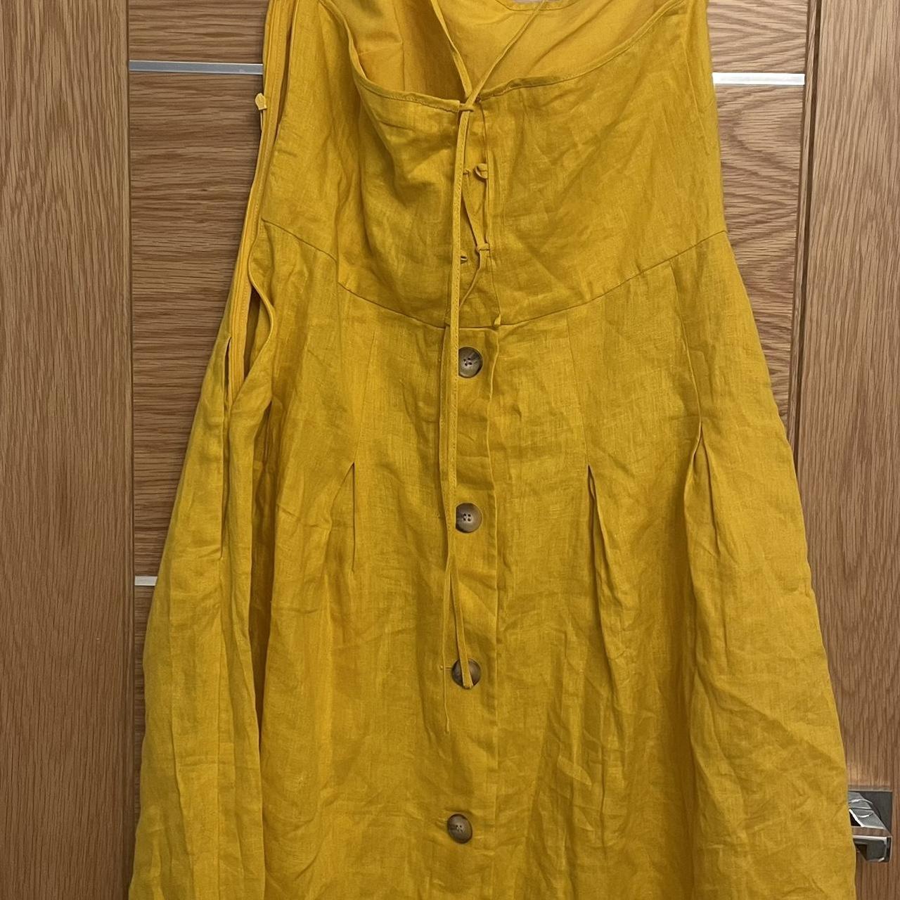 Whistles linen summer dress in mustard yellow. Faux... - Depop