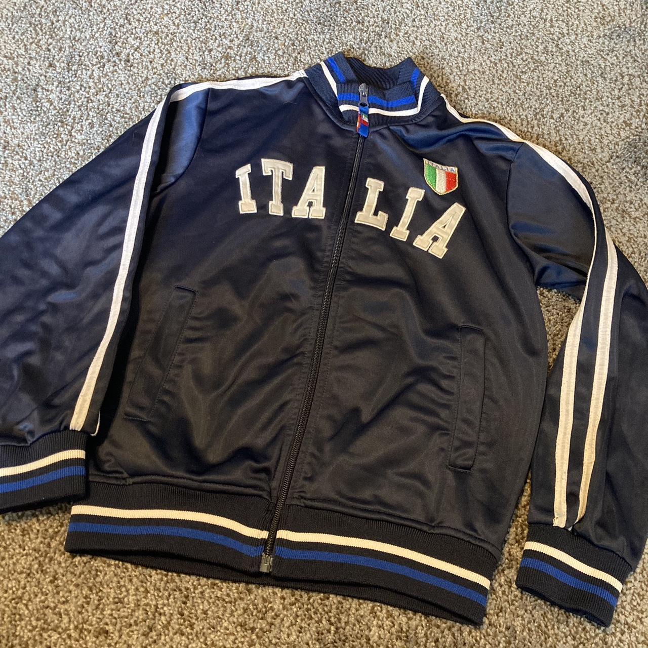 Desierto Italia soccer navy blue zip up track... - Depop