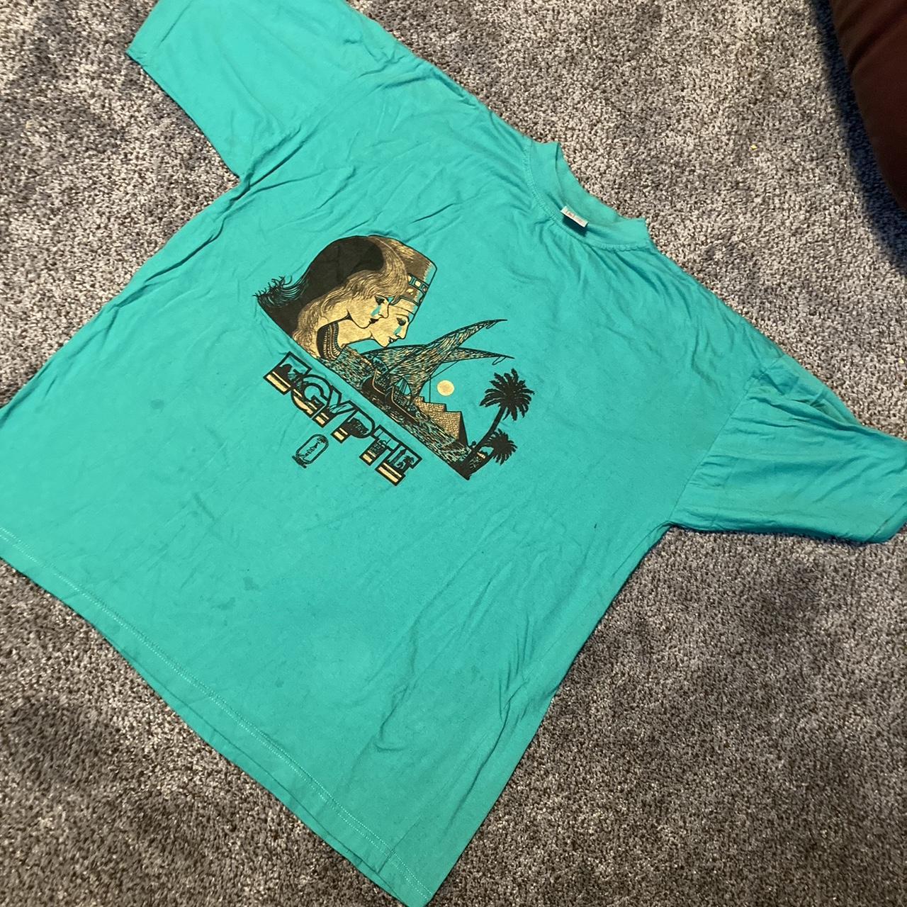 Saggy Egyptian cotton vintage jade green tshirt.... - Depop