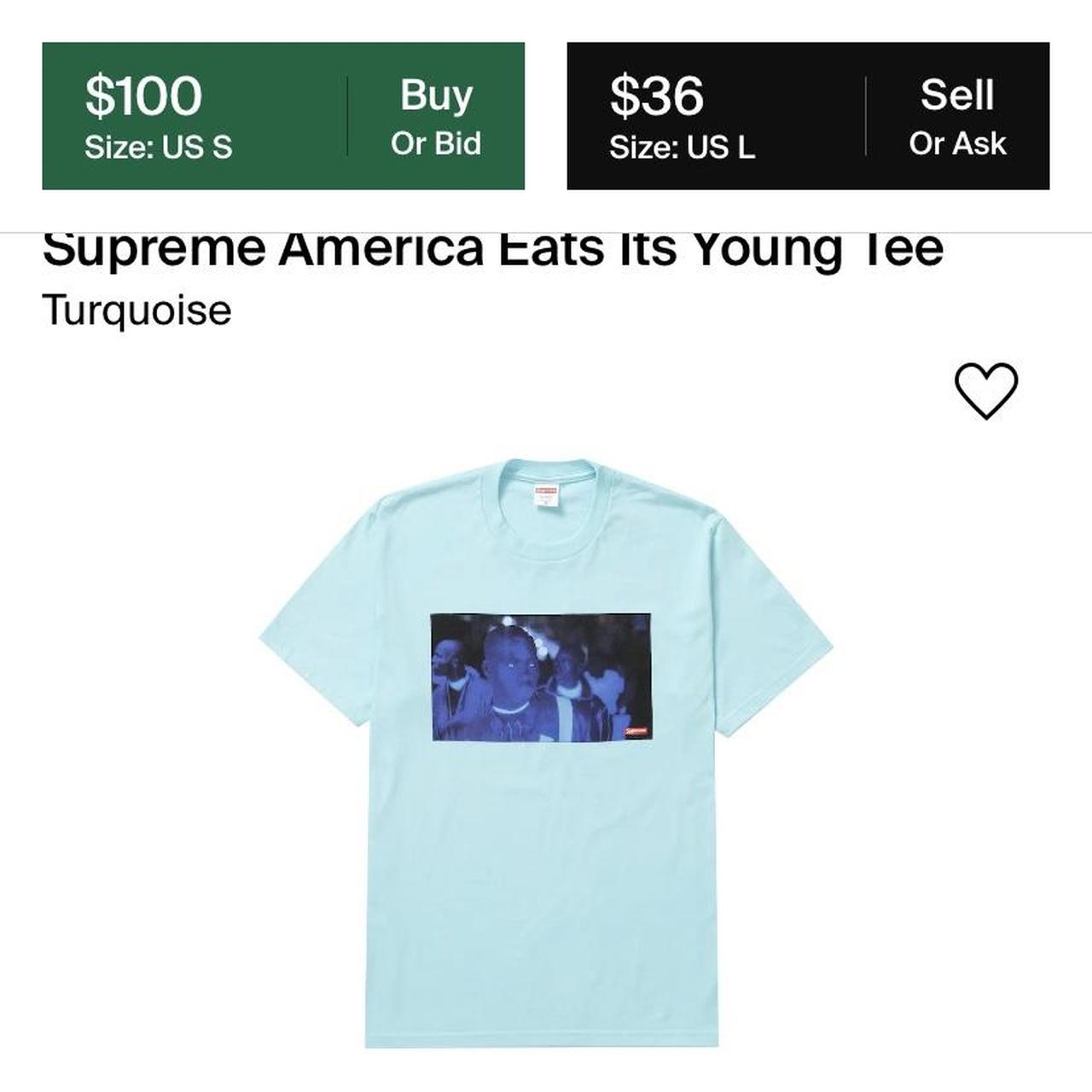 Light blue/ turquoise supreme America eats it's... - Depop