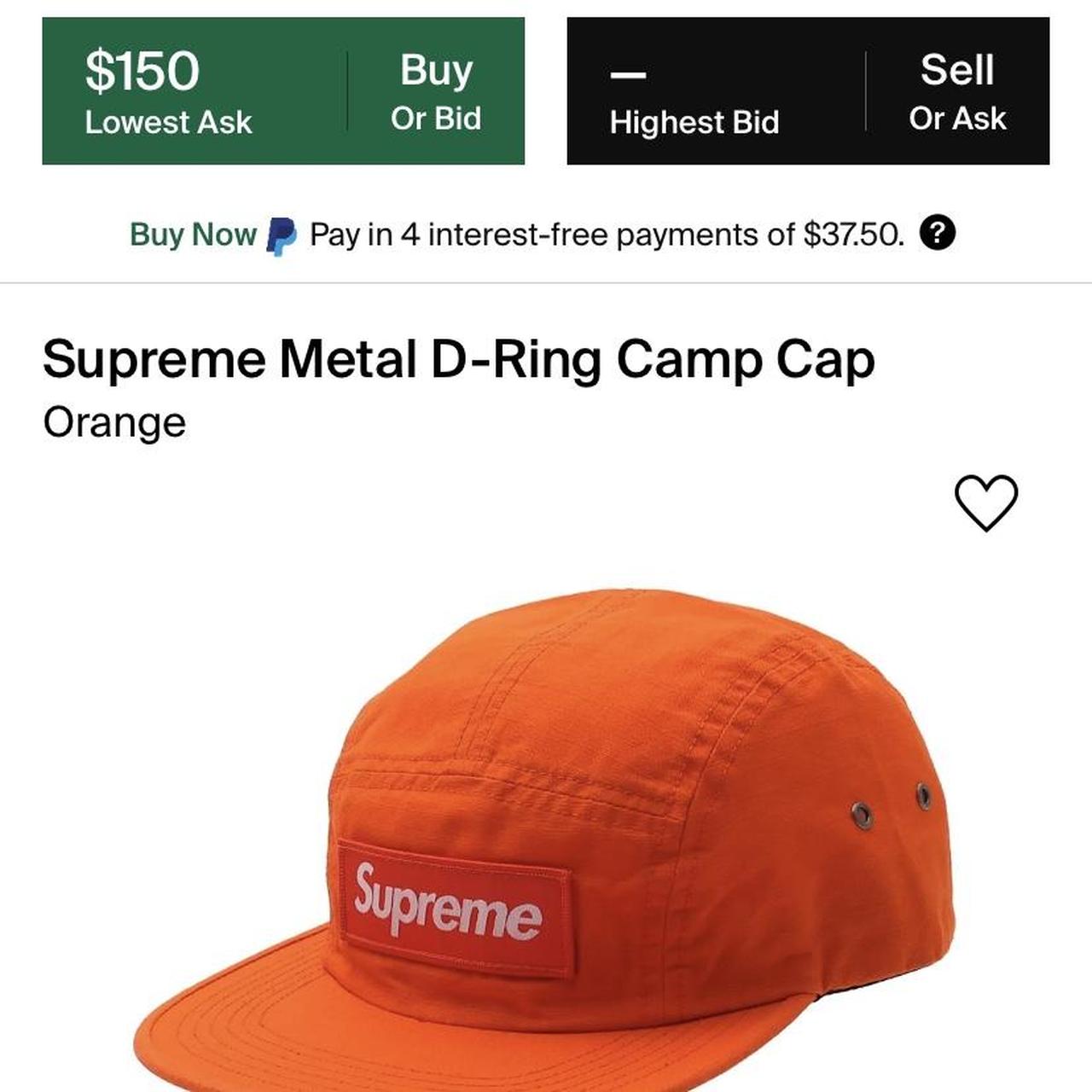 Orange supreme metal D ring camp cap fairly worn