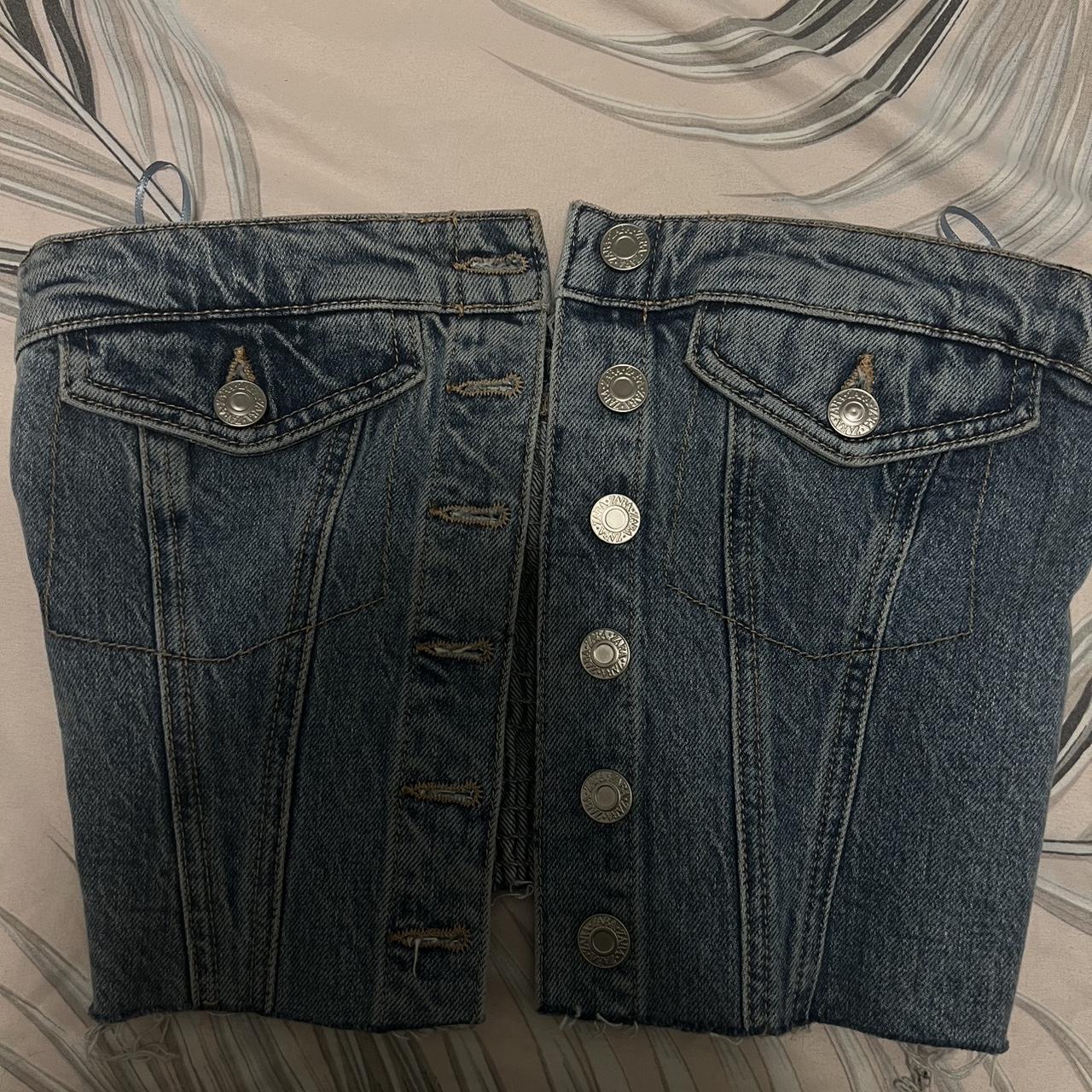 Zara Women's Blue and Navy Corset Depop