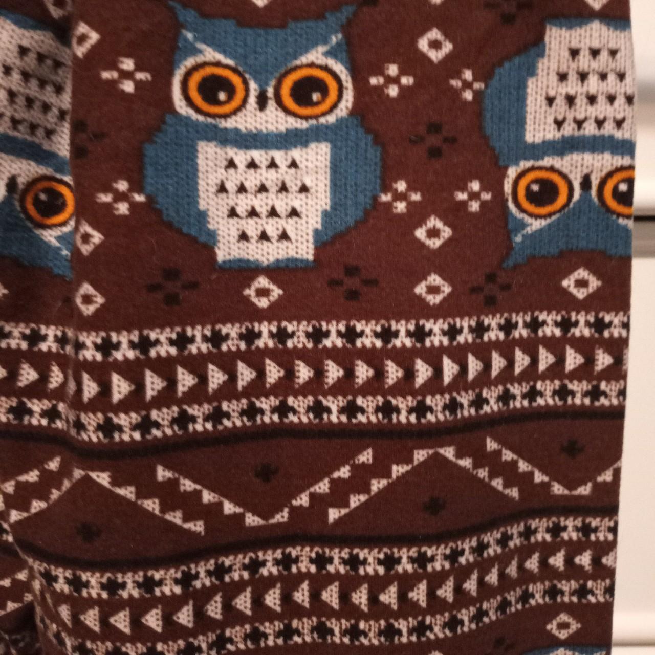 No Boundaries owl print leggings with brown - Depop