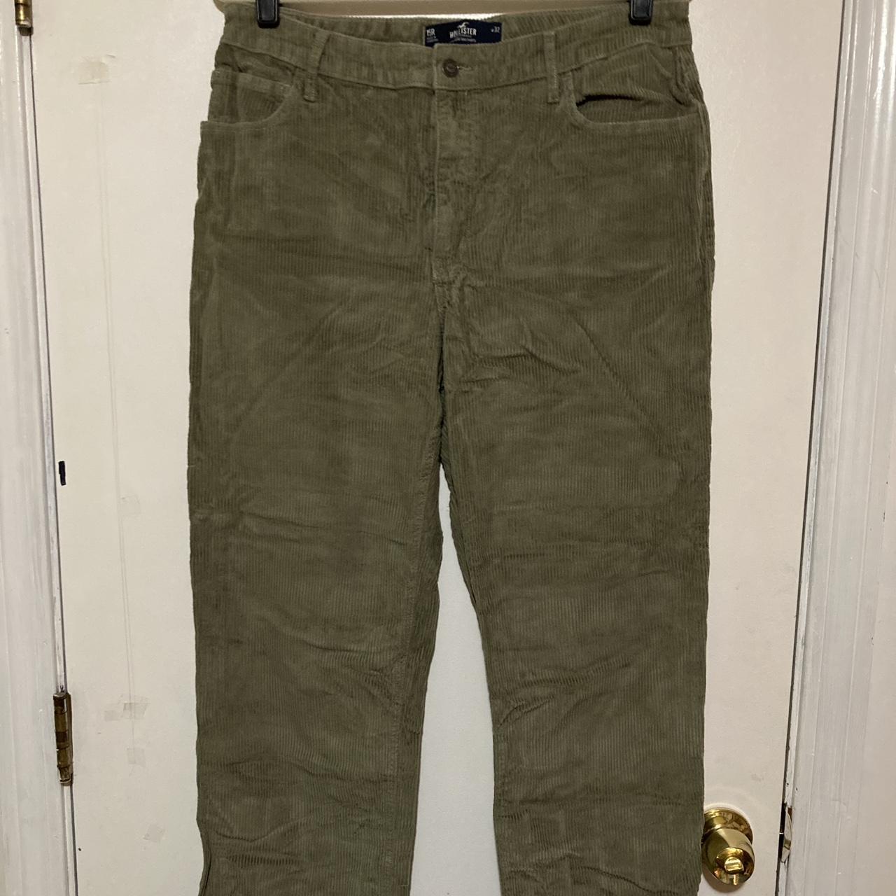 Green Hollister corduroy cargo pants 15R w32 Depop