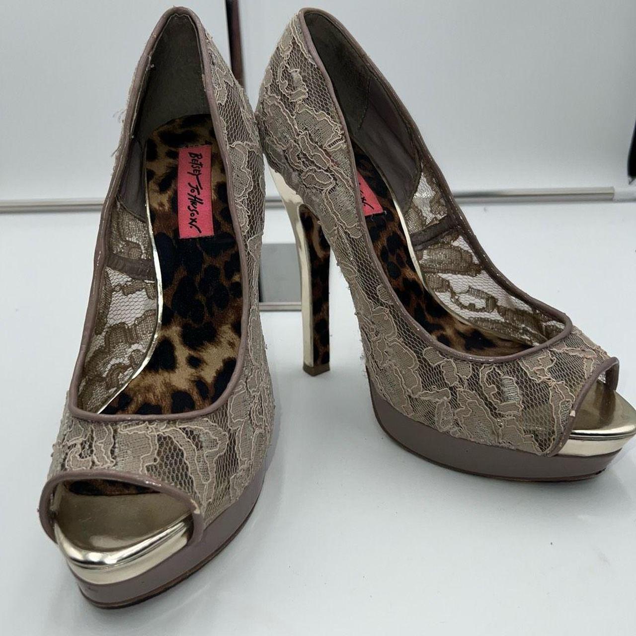 Betsey Johnson Samantha Nude Lace and Cheetah... - Depop