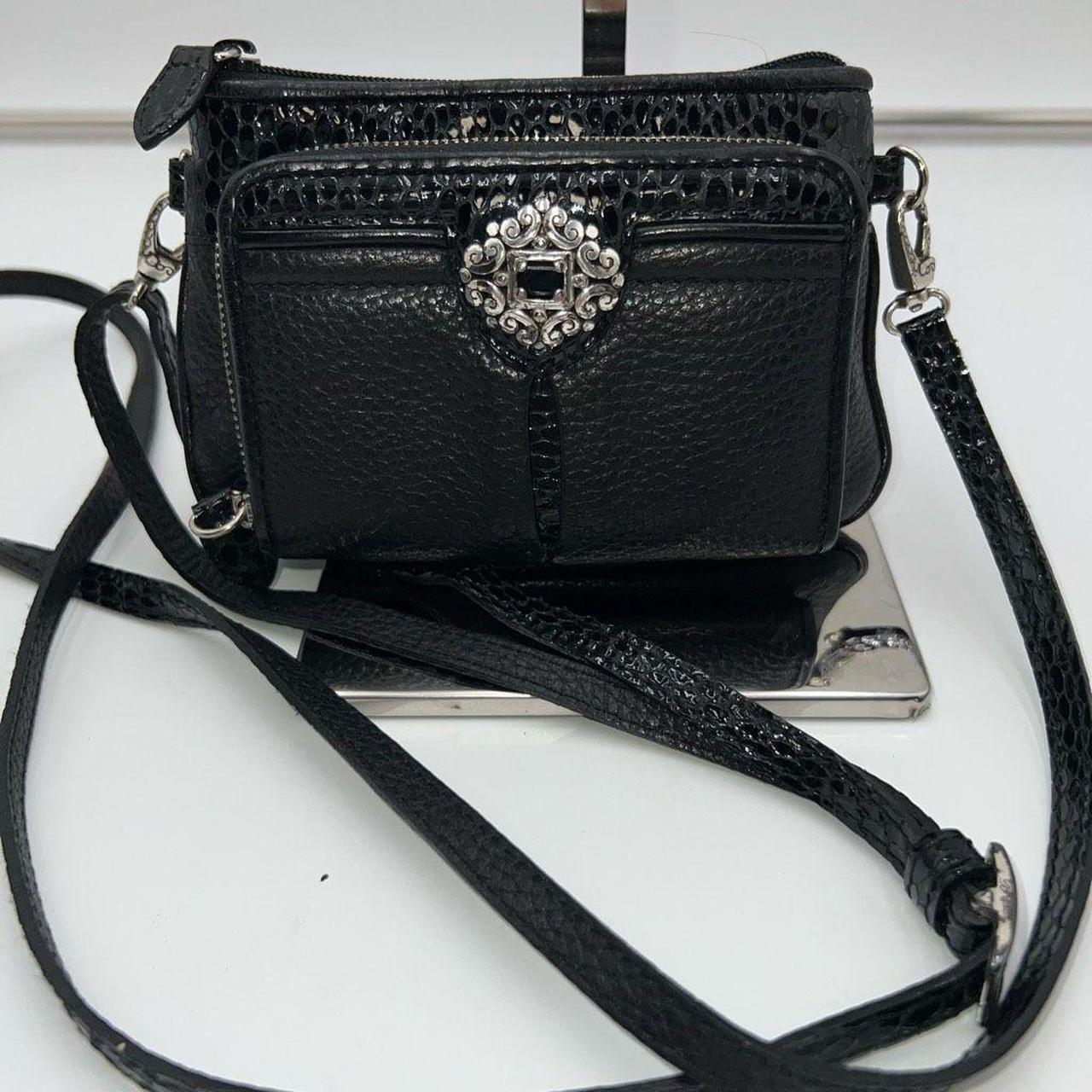 Brighton Vintage Leather Croc Embossed Crossbody store Bag