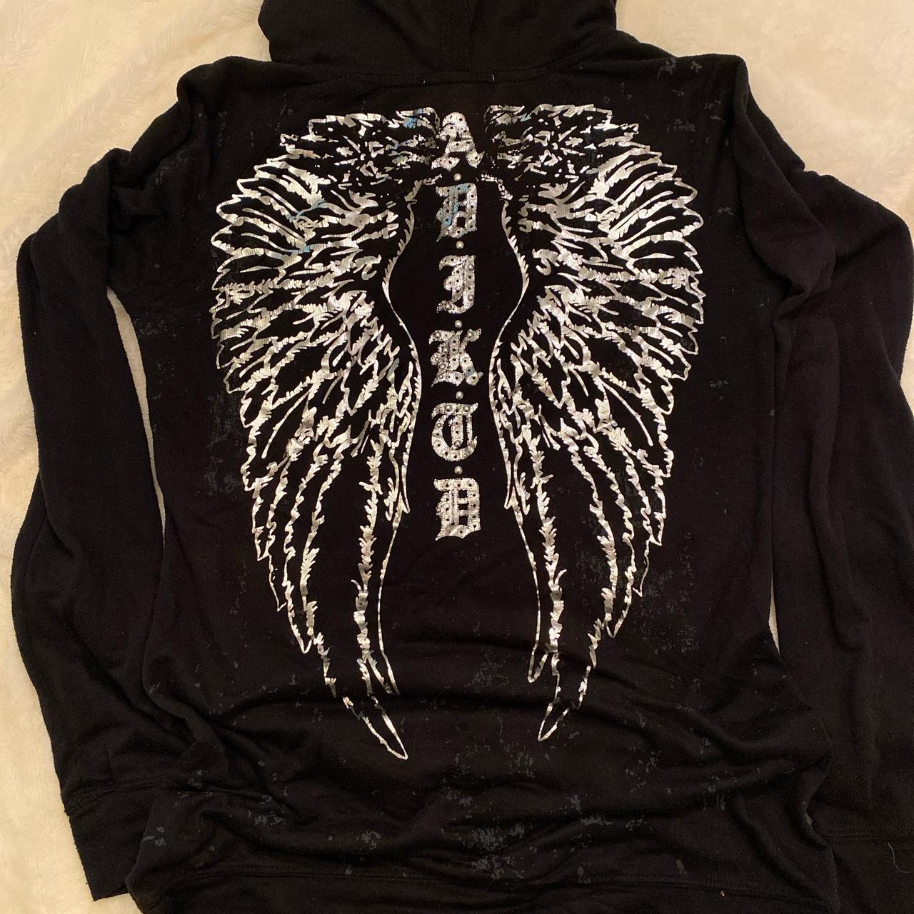 Black Angel Wings Hoodie Long Sleeve Size Medium... - Depop