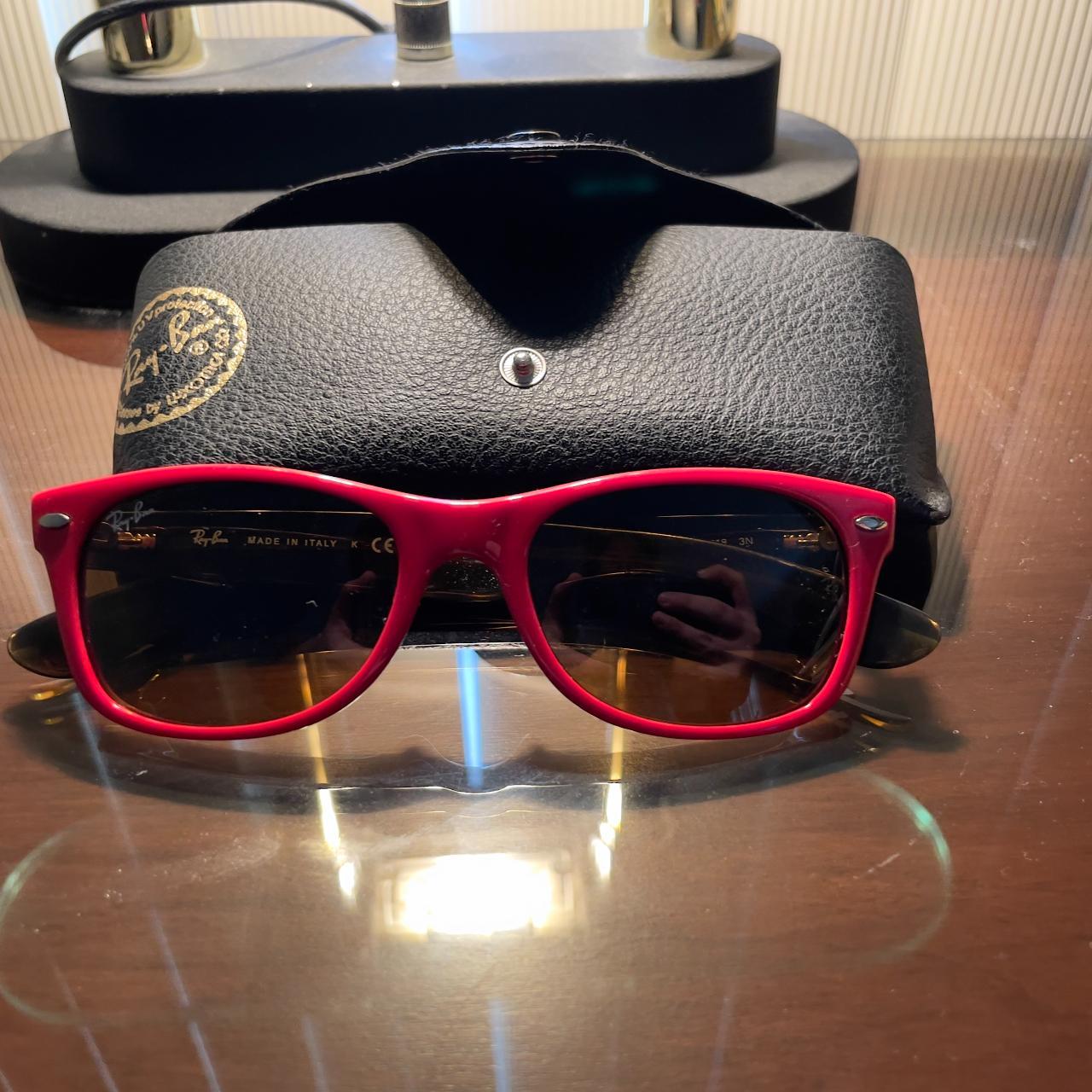 Men's Red and Black Sunglasses Depop