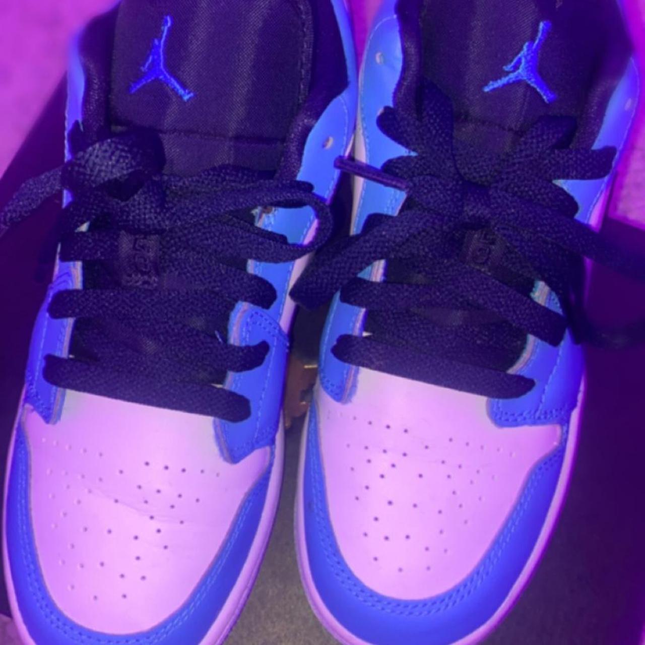 Jordan Blue and White Trainers Depop