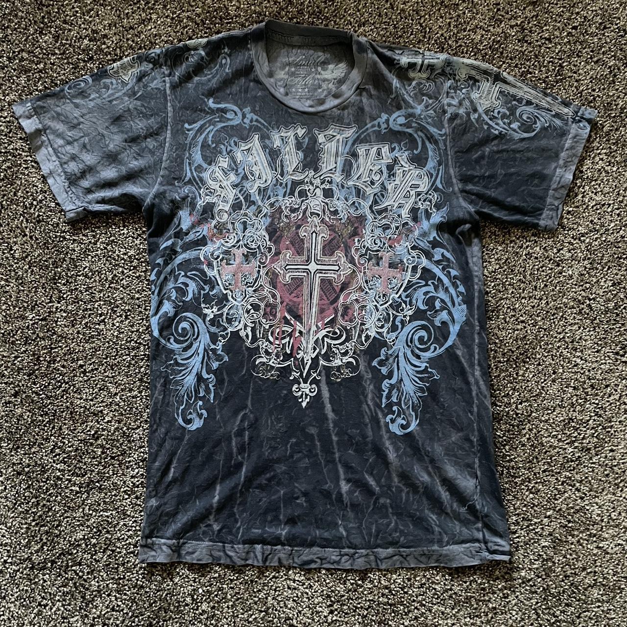 y2k crossed affliction typa tee size s shi tuff,... - Depop