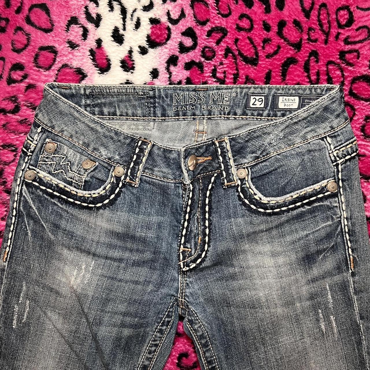 ICONIC EMBROIDERED LOWRISE MISS ME JEANS SIZE... - Depop