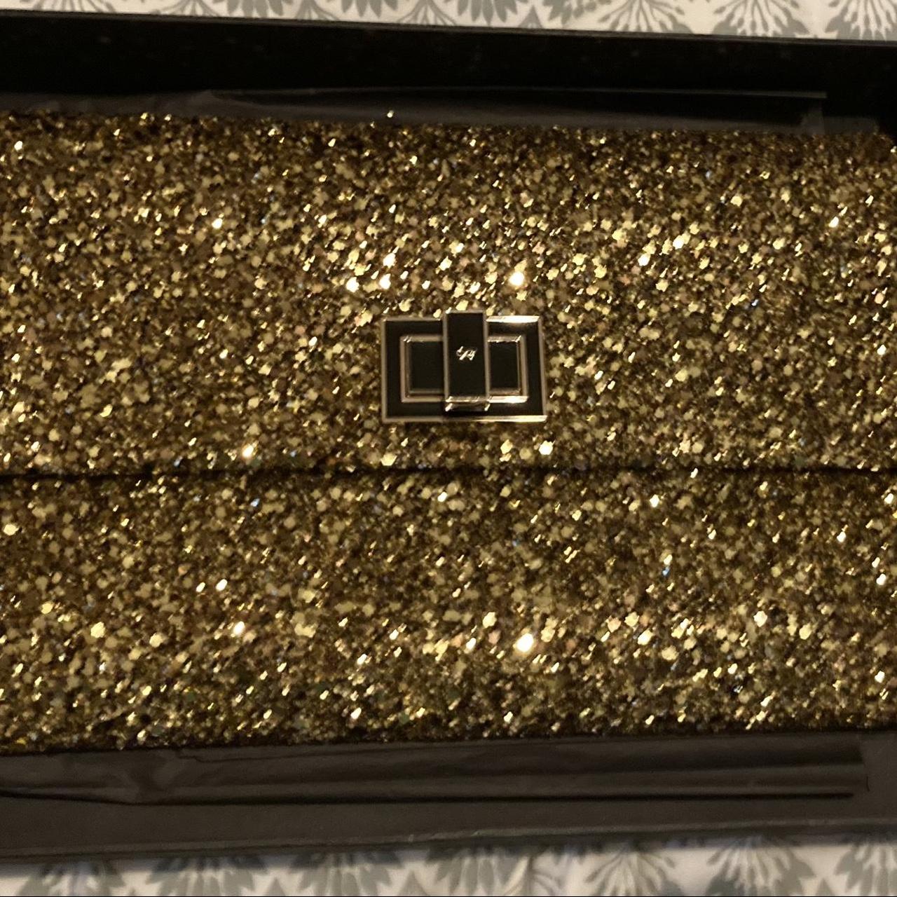 Anya Hindmarch Gold Glitter Valorie Clutch. A... Depop