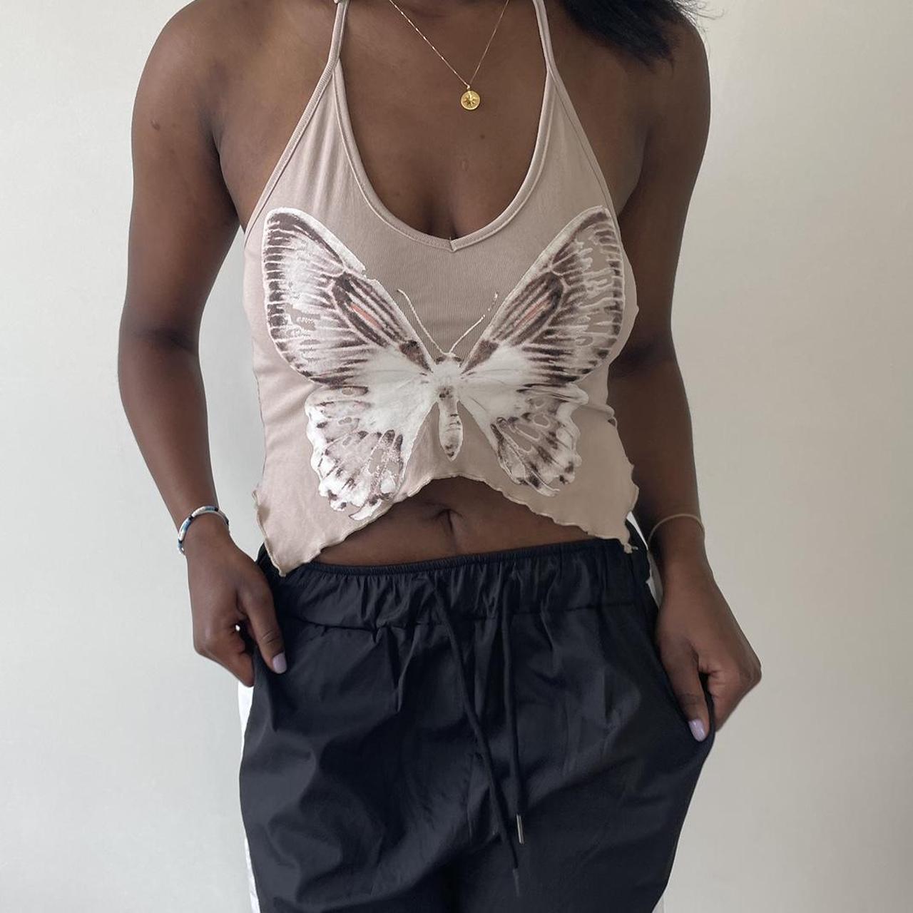 Cider Butterfly halter top haltertop vintage y2k... Depop